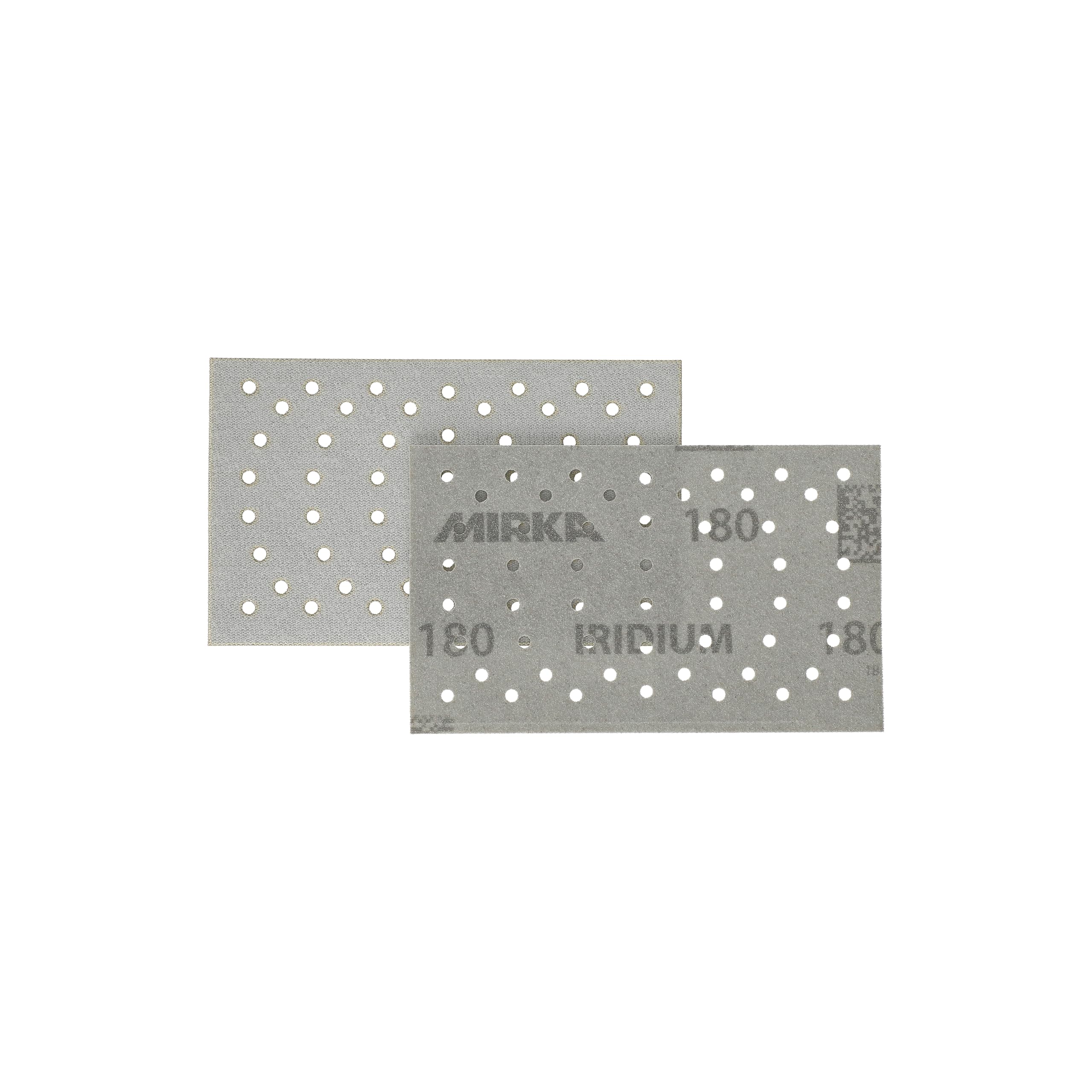 Mirka papel de lija Iridium 81x133mm cierre adhesivo 54 agujeros | Papel de lija premium cierre adhesivo 54 agujeros grano 180 ideal para laca masilla imprimación madera acero plásticos