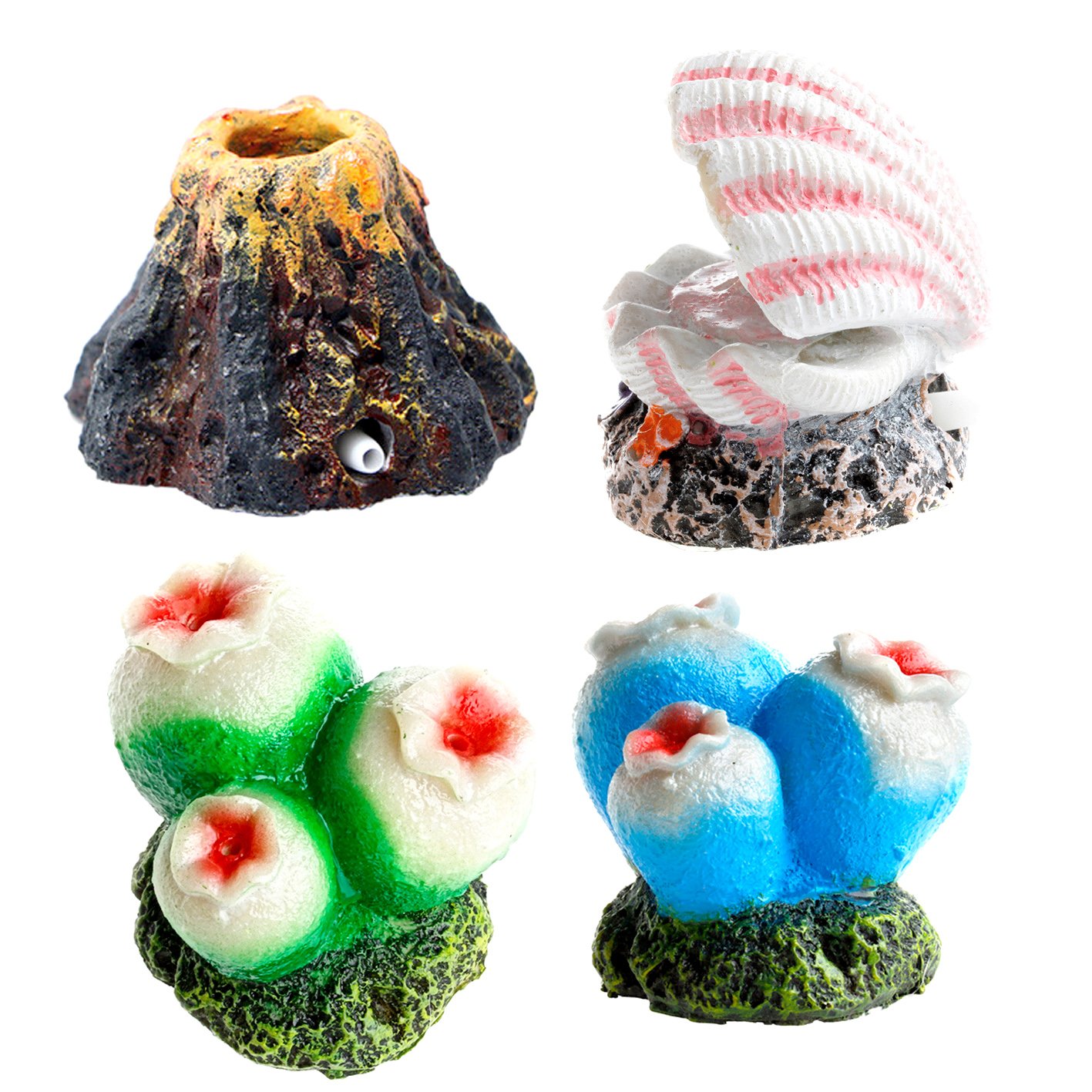 Amazon.co.jp: ZooooM 4種セット 火山 貝 珊瑚 サンゴ 水槽 内装
