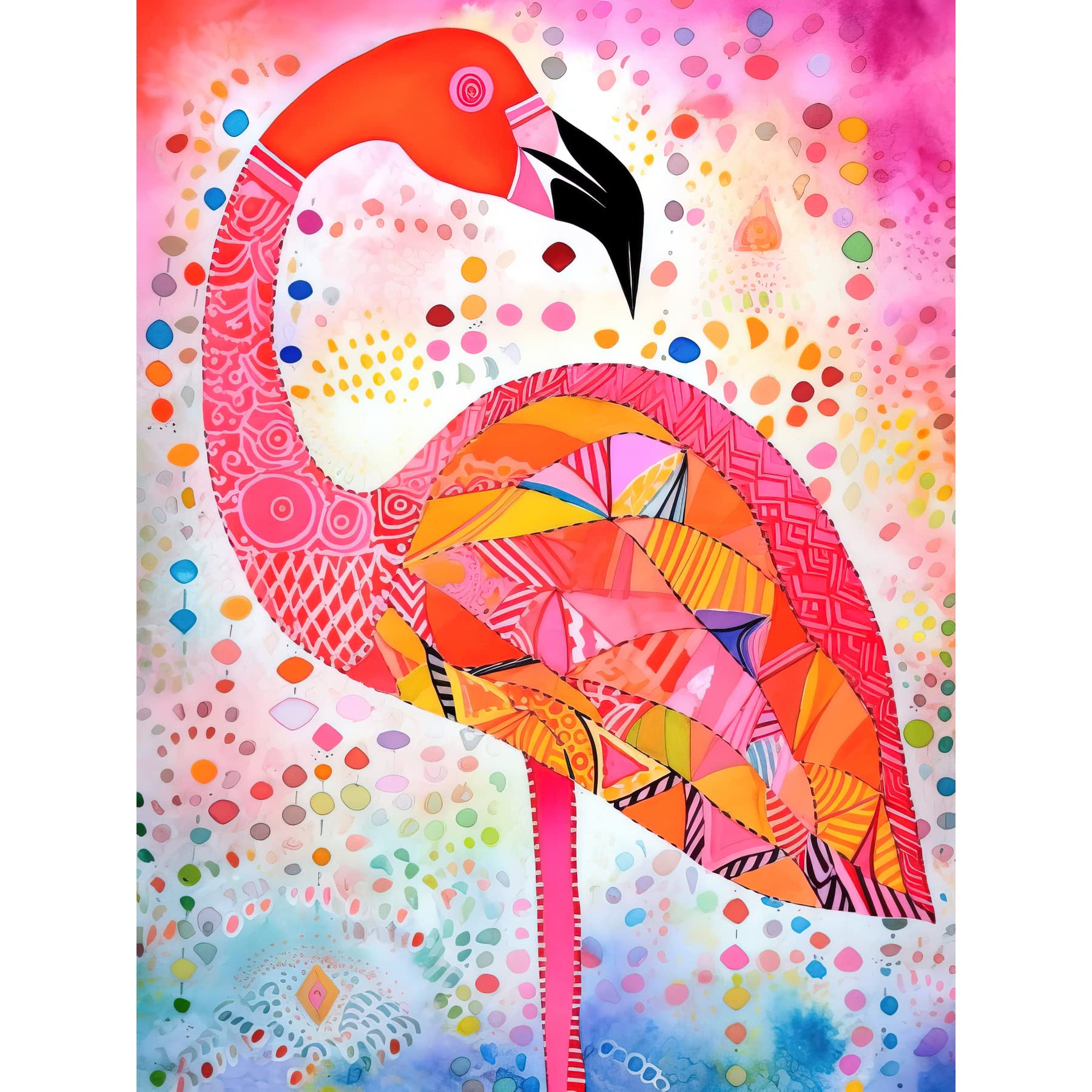 Artery8 Flamingo Folk Art Watercolour Painting Large Wall Art Poster Print Thick Paper 18X24 Inch