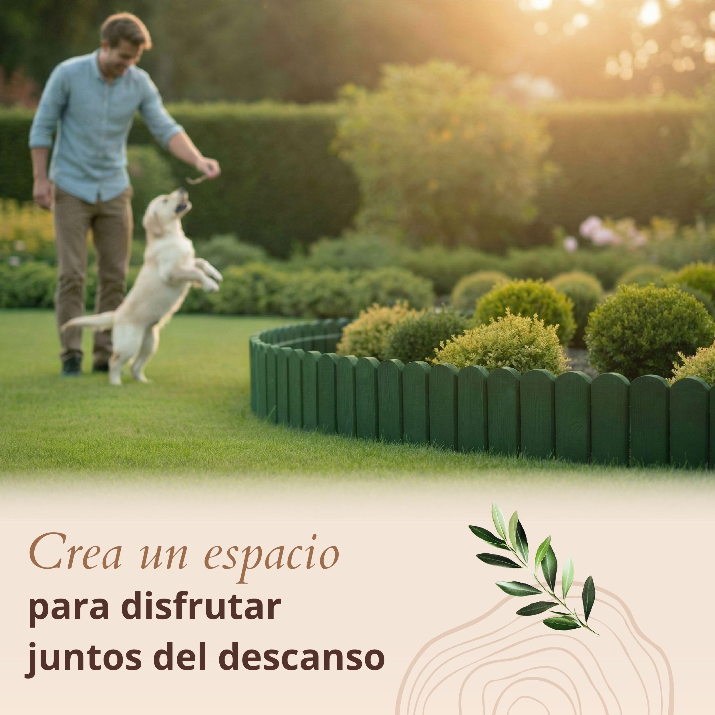Floranica bordura para jardín 20 x 200 cm Verde Borde césped Valla de jardín Valla de Madera bordura Flexible en Rollo — view 6