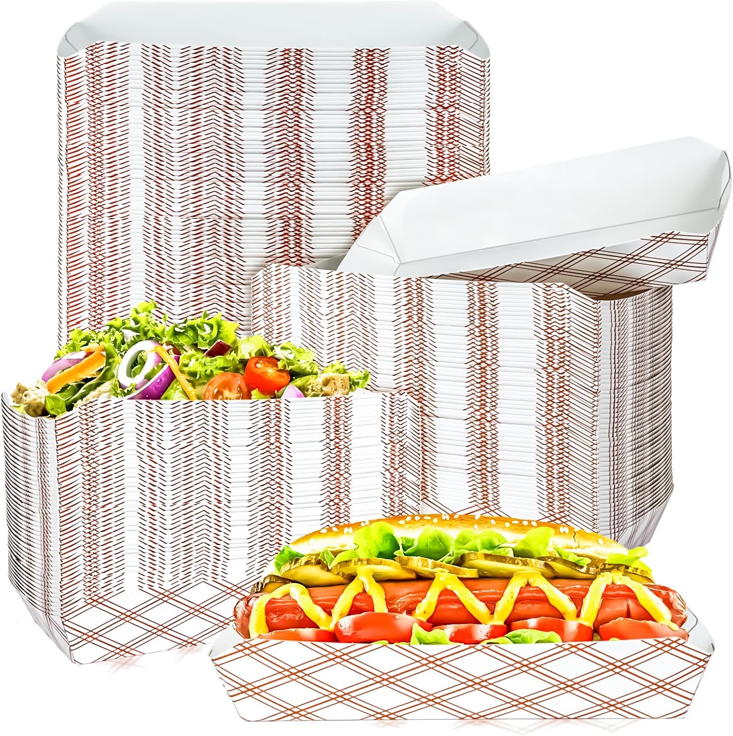 MotBach 50 Pack 2.5lb Kraft Paper Food Trays,7 Inch