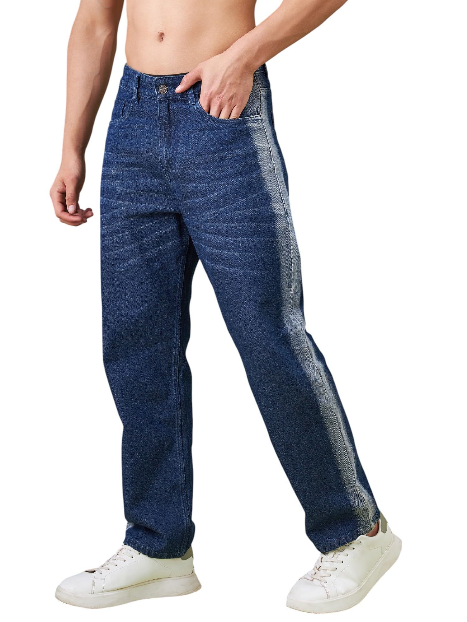 SASSAFRAS Men Washed Relax Fit Jeans in neutral