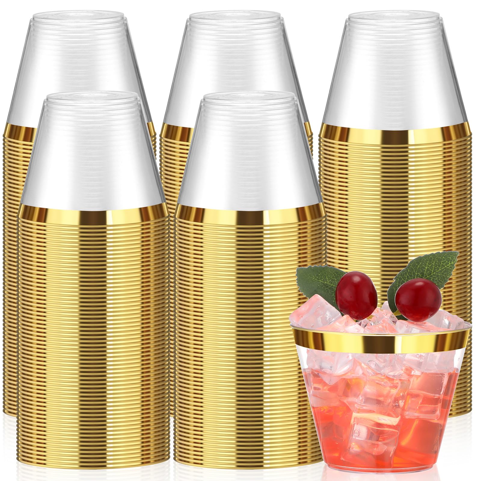 Lounsweer 100 Pcs 9oz Black Rimmed Plastic Cocktail Cups — Amazon image 9