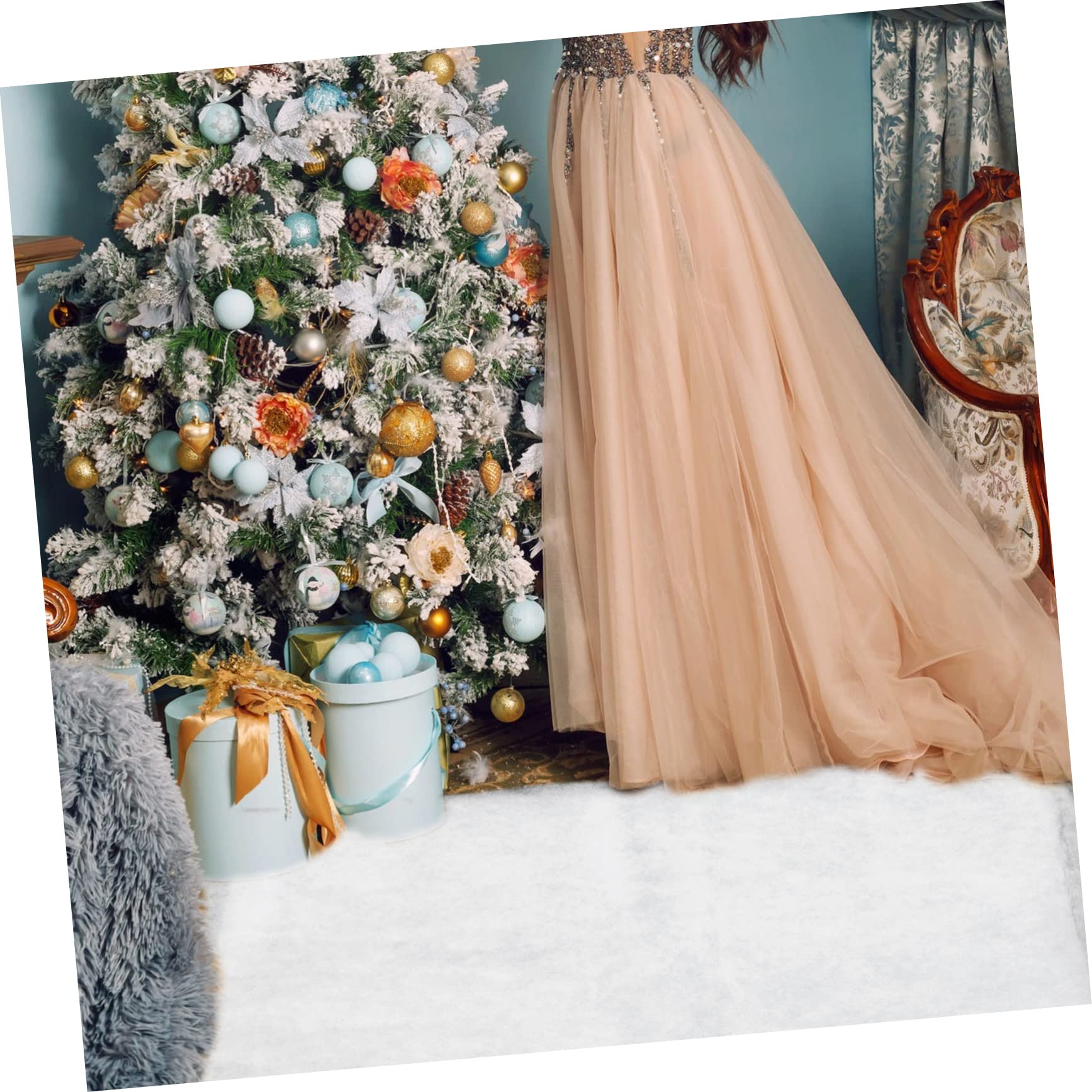 Ciieeo 1pc Fluffy Artificial Snow Decorative Xmas Floor Decor for Parties Reusable Snow Filler for Indoor Effects Photography Prop for Holiday Celebrations