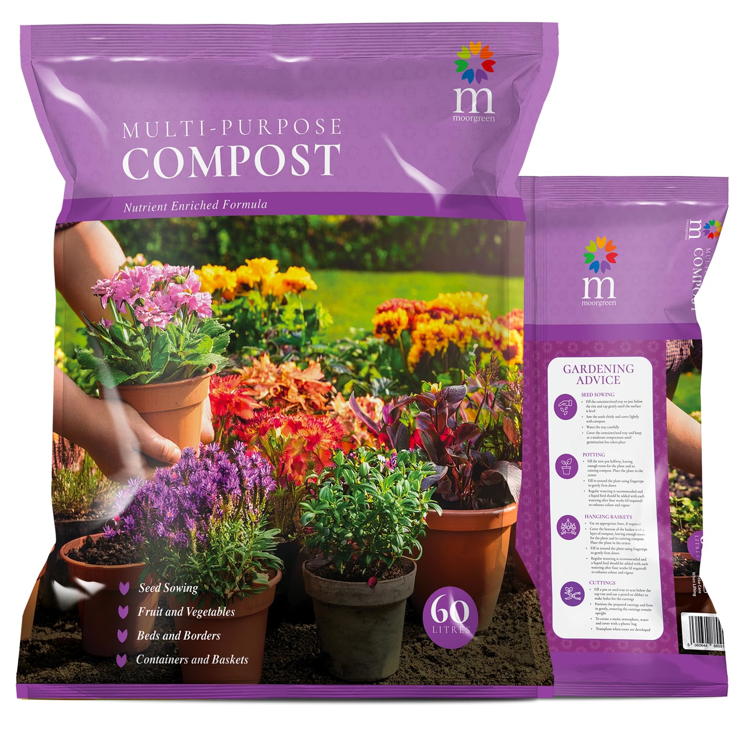 Moorgreen Multipurpose Compost 60L – Premium Multi-Purpose Growing Medium for Seeds, Cuttings, Bedding Plants, Baskets & Pots – Nutrient-Rich Compost Blend for Healthy Plant Growth