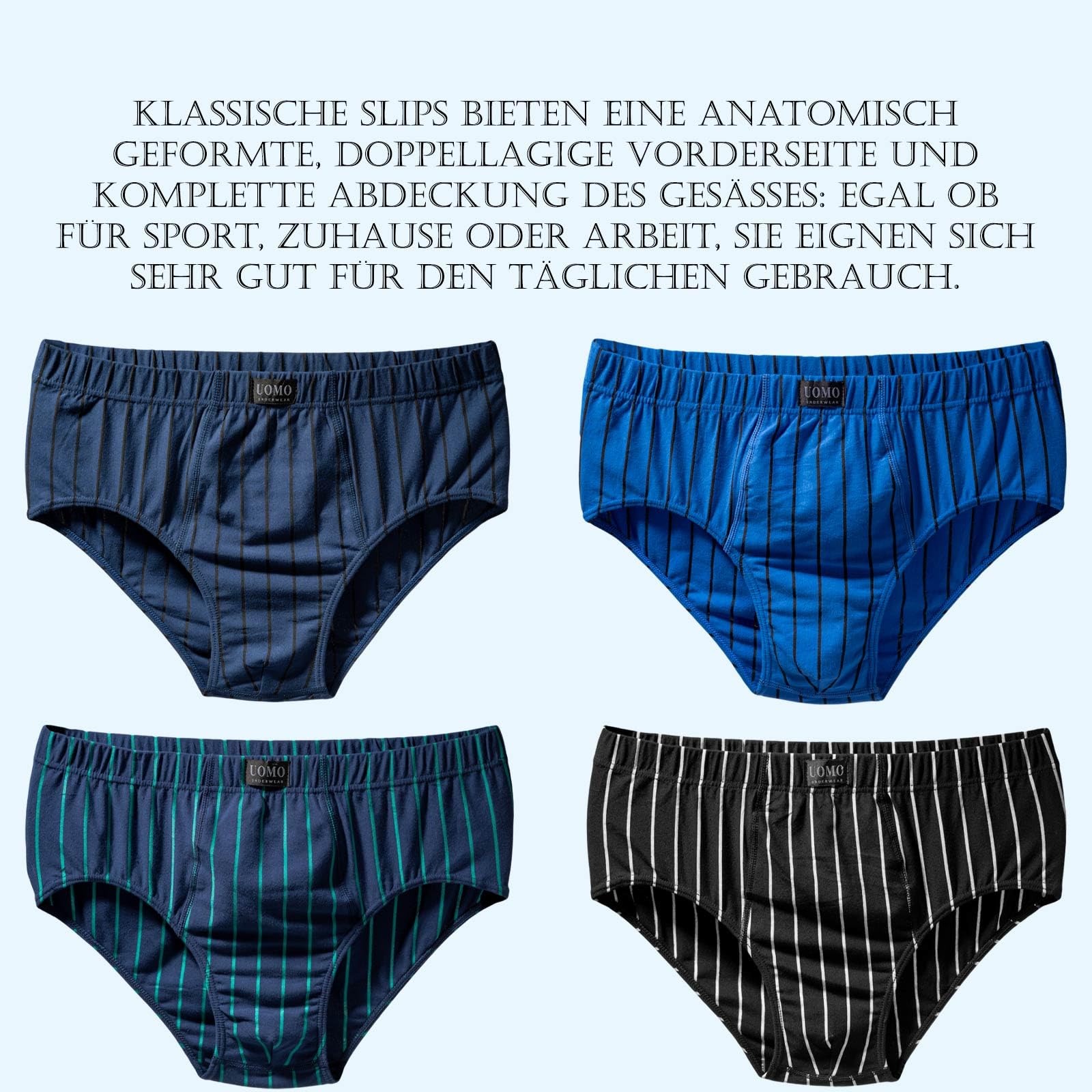 Herren Slips 10er Pack aus Baumwolle, M-10XL, Bequeme Briefs Unterwäsche, ohne kratzenden Zettel