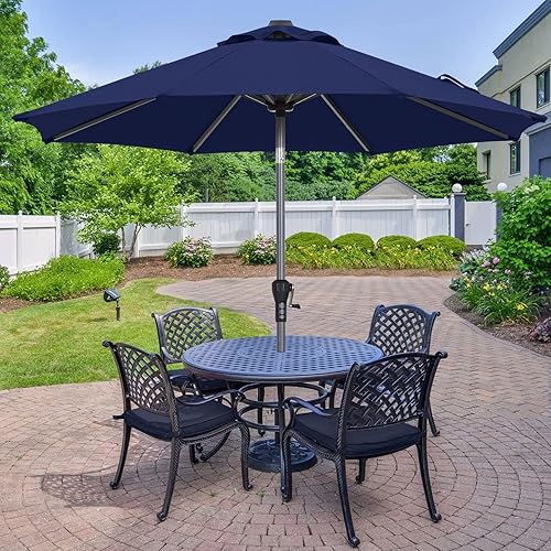 Miniatura 1 de ABCCANOPY OLEFIN - Sombrilla de mercado de 9 pies que no se decolora, sombrilla de mesa de aluminio para patio al aire libre con 8 varillas