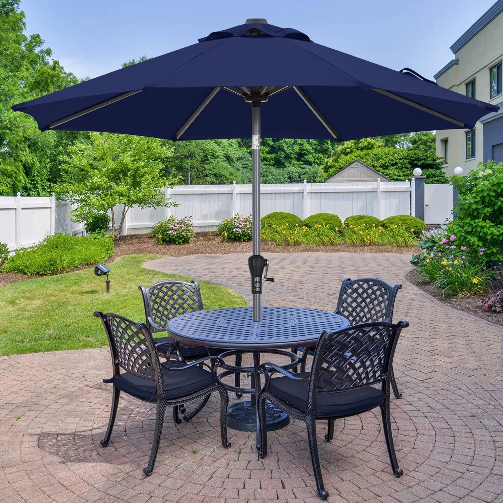 ABCCANOPY 11FT Market Umbrella 3-Year-Non-Fading OLEFIN Canopy Patio Outdoor Aluminum Table Umbrella with 8 Sturdy Ribs, Navy Blue