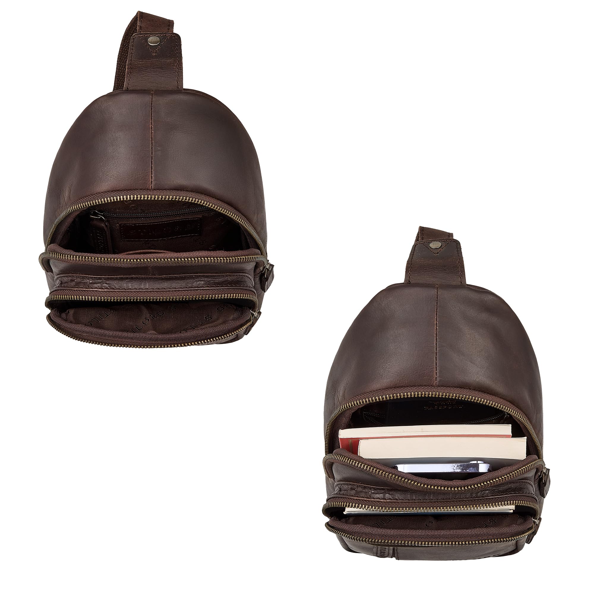 STILORD "Montego 2-in-1 Sling Bag Herren Leder Brusttasche Schultertasche | Große Ledertasche Crossover Chest Bag Echtleder Umhängetasche Herrentasche zum Umhängen Farbe:schwarz