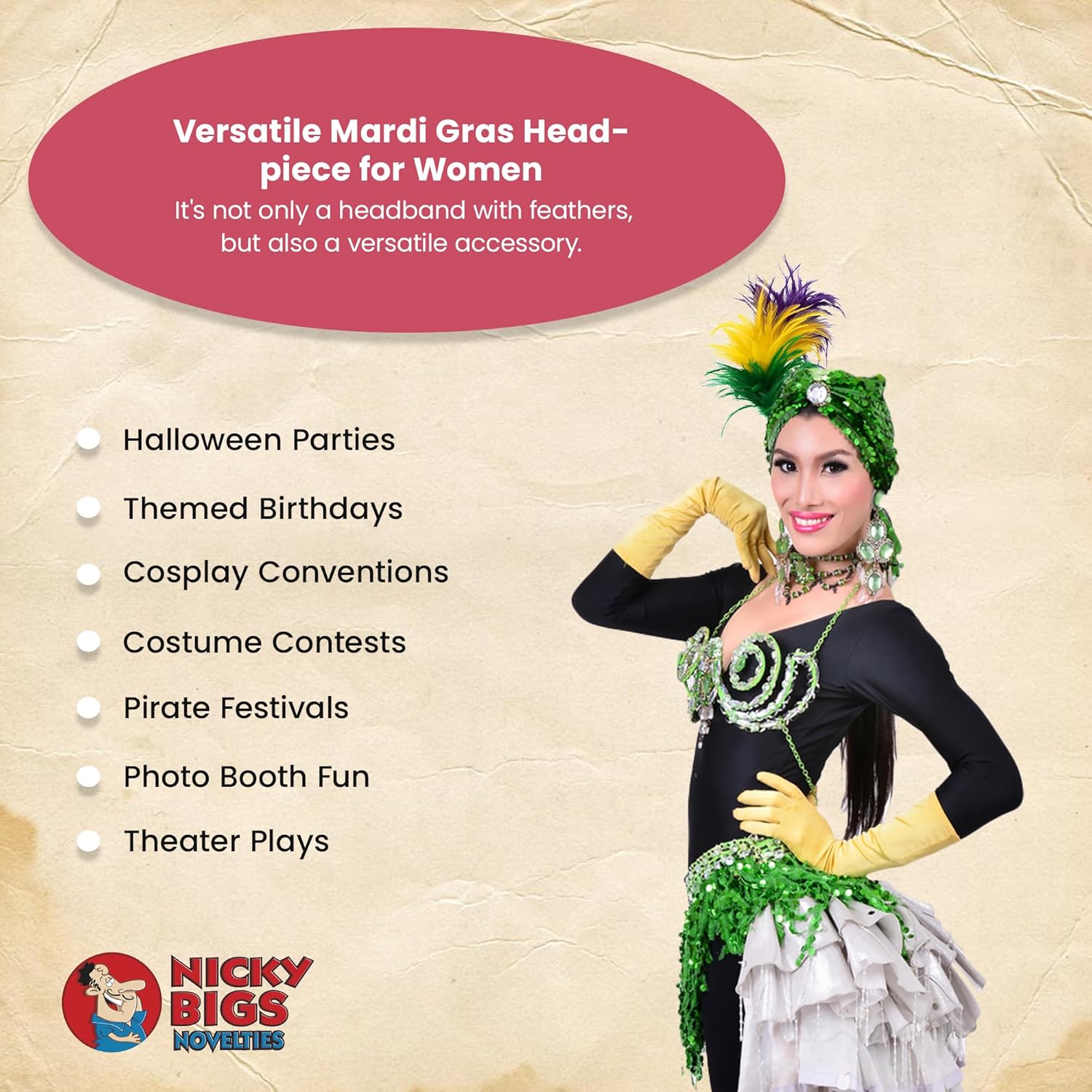 Nicky Bigs Novelties Womens 1920s Faux Colorful Feather Headband Flapper Headpiece Costume Accessory - Image 4