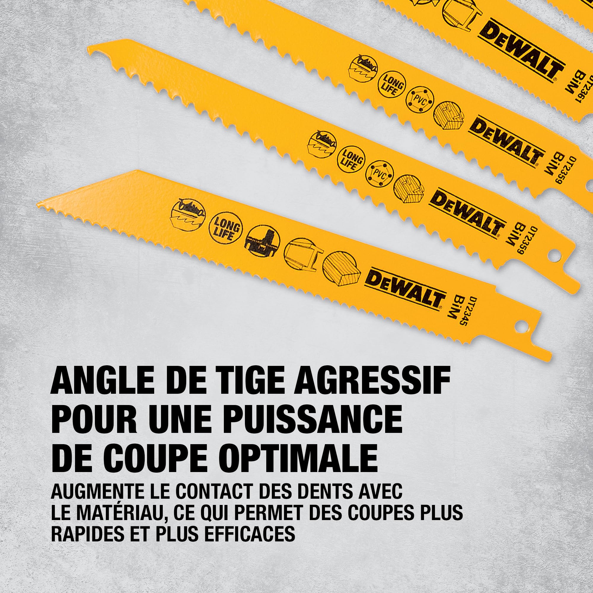 DEWALT Jeu de lames alternatives bimétalliques mixtes et coffret de rangement (12 pièces), DT2445-QZ