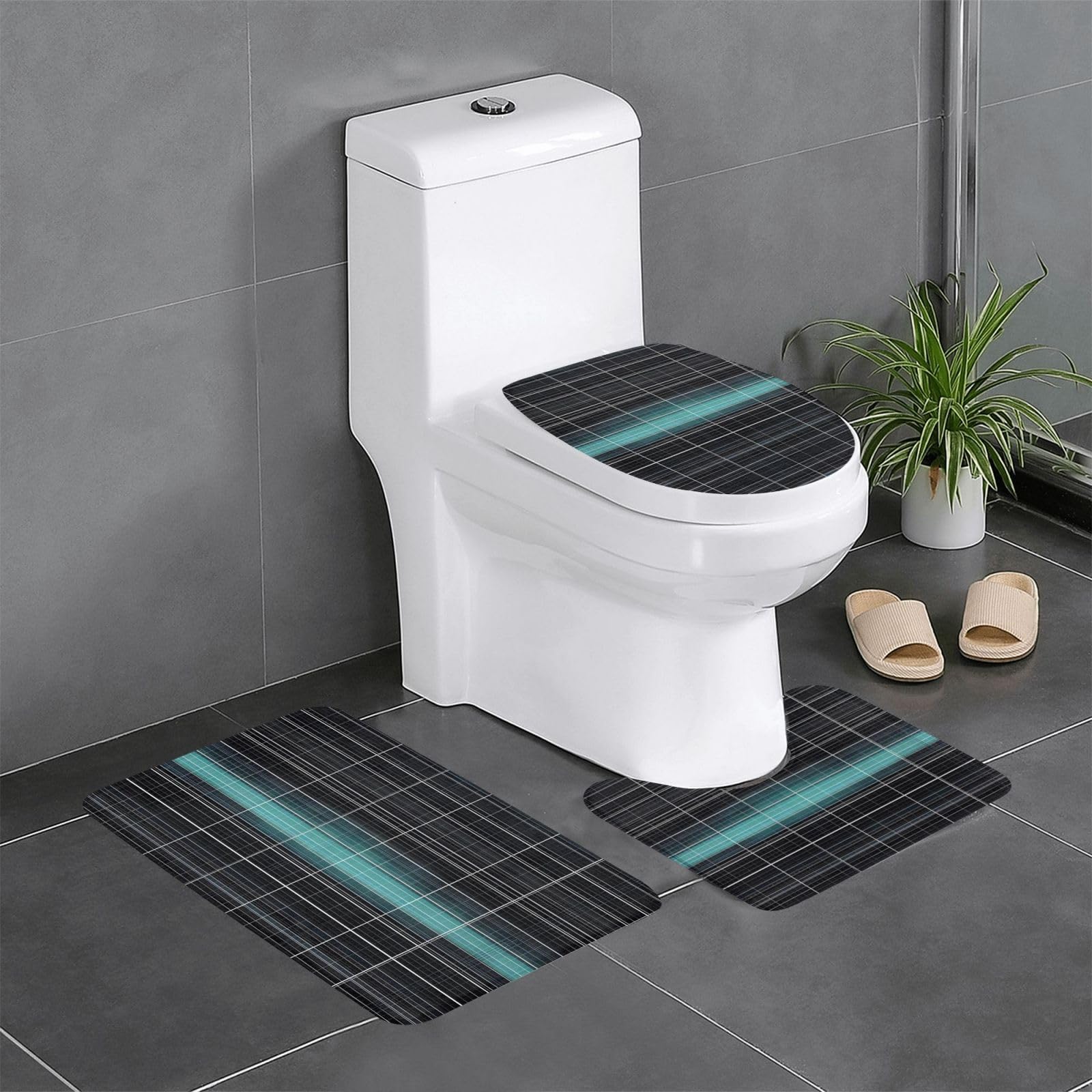 Tapis de salle de bain anti-glisse Dimensional Line Space absorbant pour sécuriser vos sols