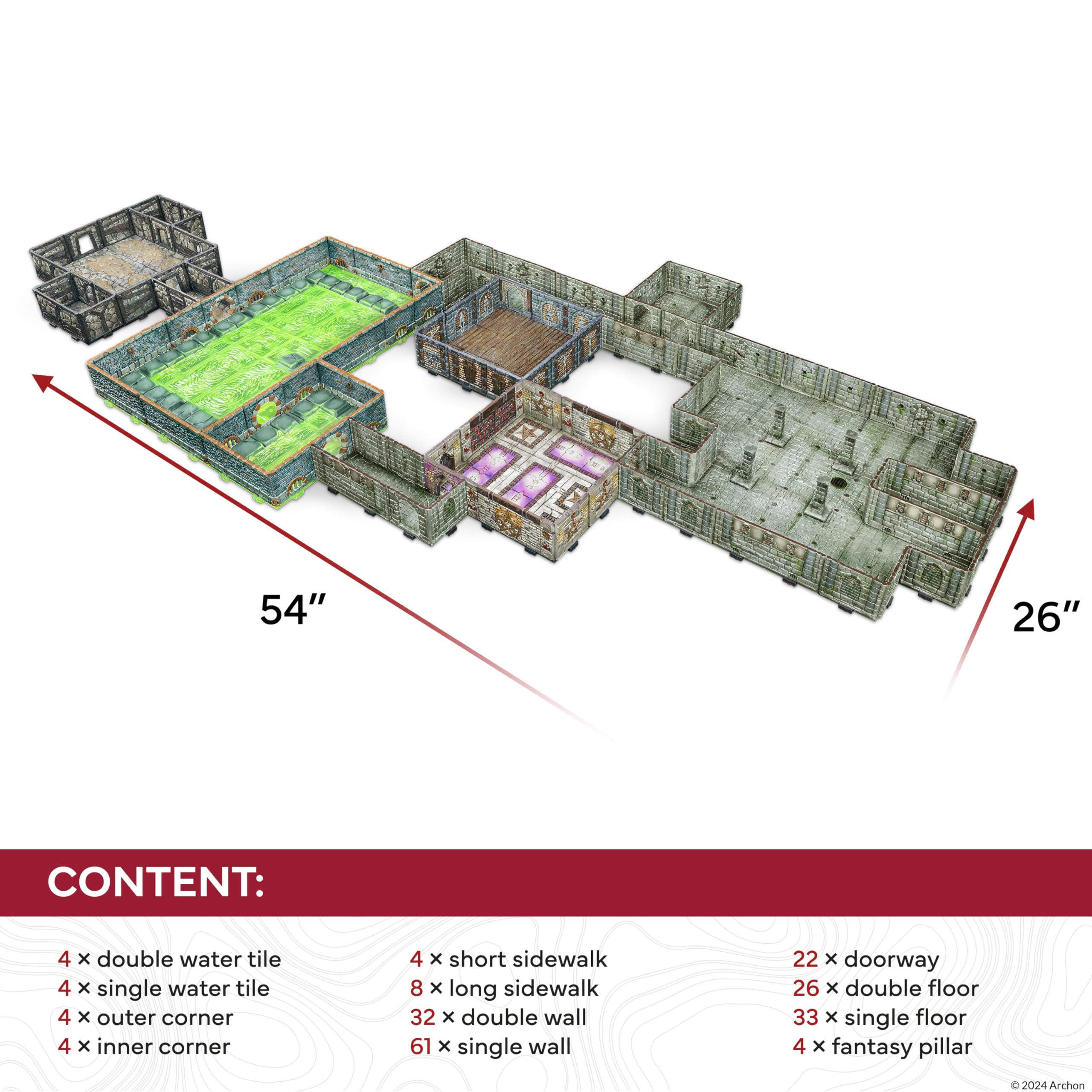 Dungeons & Lasers Undercity Hideout Terrain zestaw do gier RPG DND i stołowych - 5E kompatybilny z miniaturami w skali 28 mm - 32 mm - modułowa konstrukcja do szybkiego montażu - niemalowany