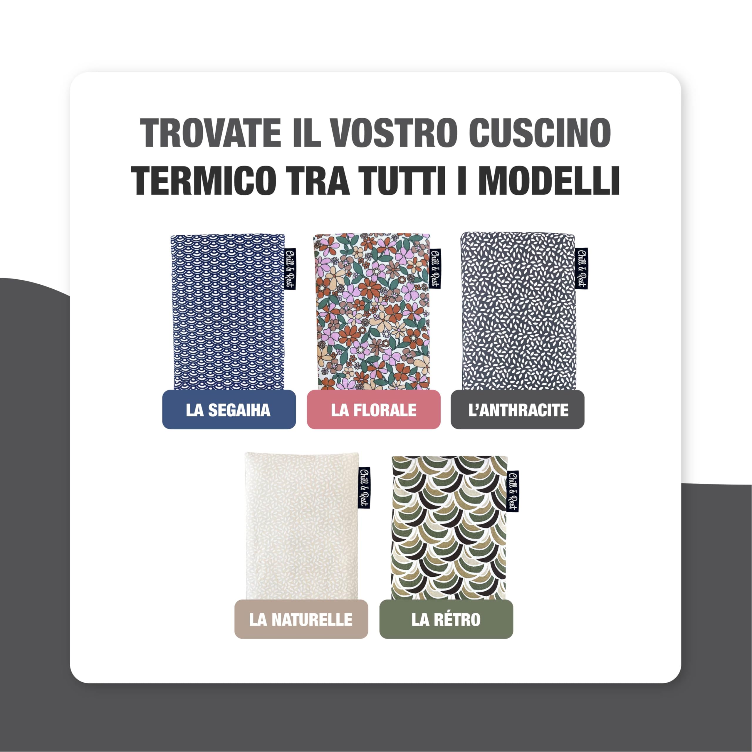 Chill&Rest - Cuscino termico microonde - cuscino riscaldante cervicale - semi di lino - cuscino riscaldabile - dolore cervicale - termoforo lombare - Grigio - La Anthracite