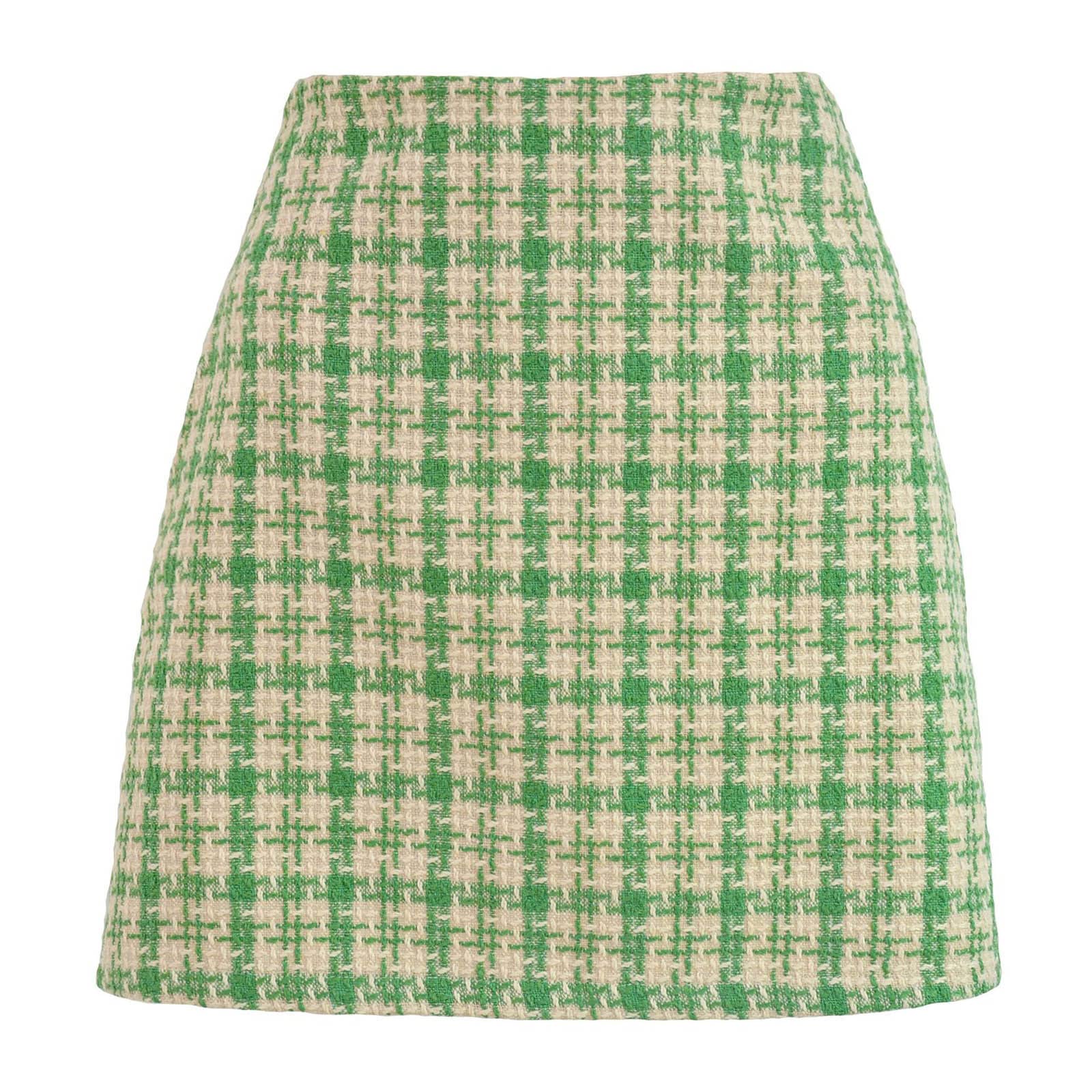 FZYLQY Womens High Waisted Houndstooth Skirts Colorblock Trendy Tight Warp Skirts Spring Summer Tweed Casual Short Skirt