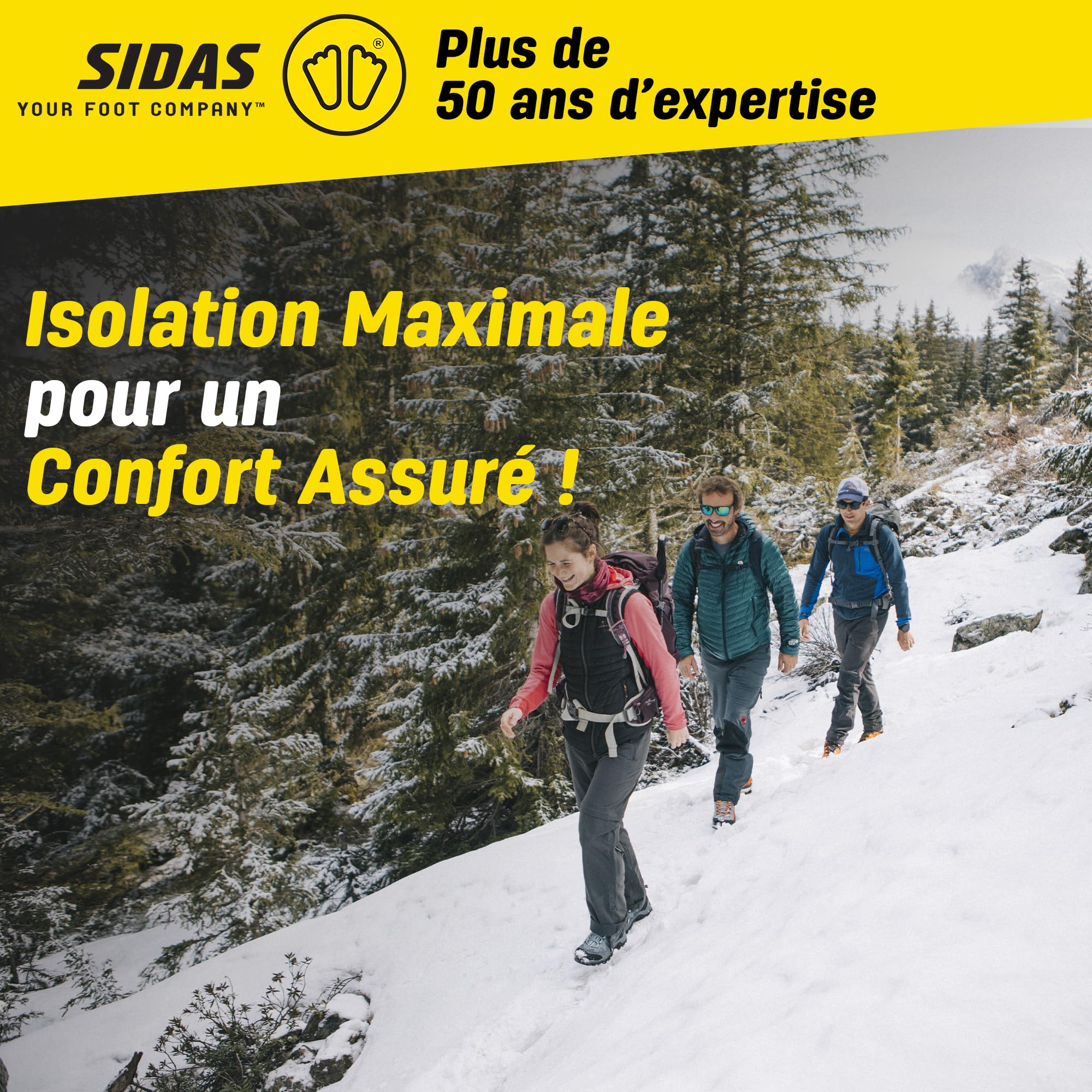 Sidas Semelles laine Merinos, Winter 3D, Pour le Ski et les Activités hivernales, Semelles Isolantes et Confort, Garder les pieds au chaud, Stabilité du Pied avec la coque EVA, pour Homme et Femme