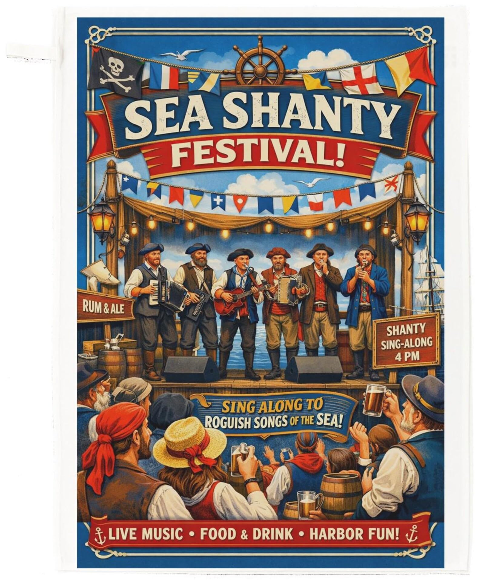 Half a Donkey Sea Shanty Festival Cotton Tea Towel