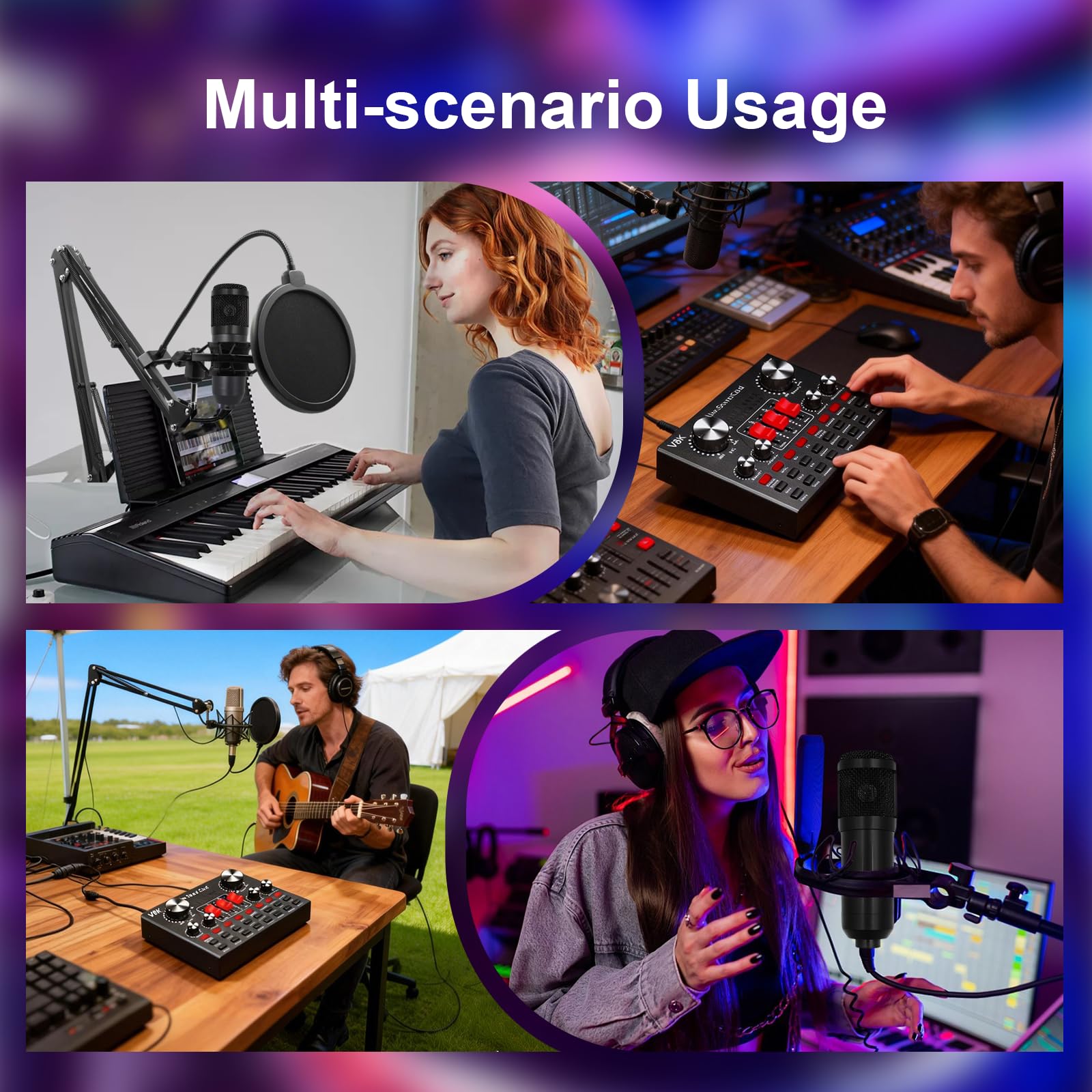 Juego de micrófono para podcast, controlador DJ y micrófono BM800, micrófono para juegos con brazo, kit de mezcla de audio con tarjeta de sonido para streaming, podcasting, grabación