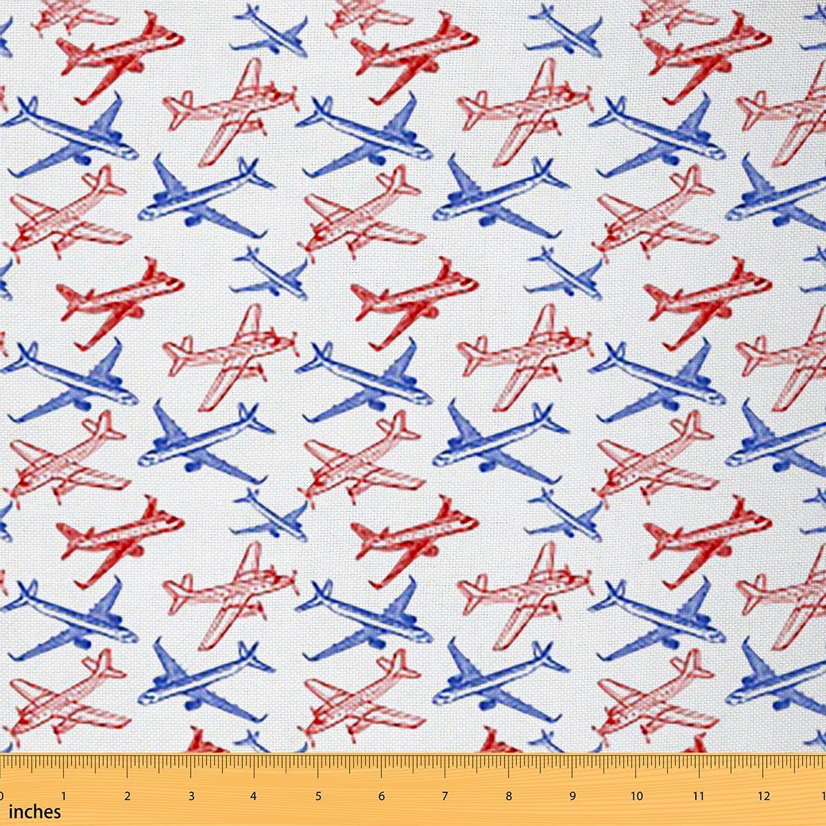 Feelyou Aircraft Fabric by The Yard 5 Yards Airplane Print Decorative Waterproof Outdoor Fabric for Chairs Sofa Couch Home Decor Upholstery Fabric Aircraft Flying DIY Reupholstery Fabric