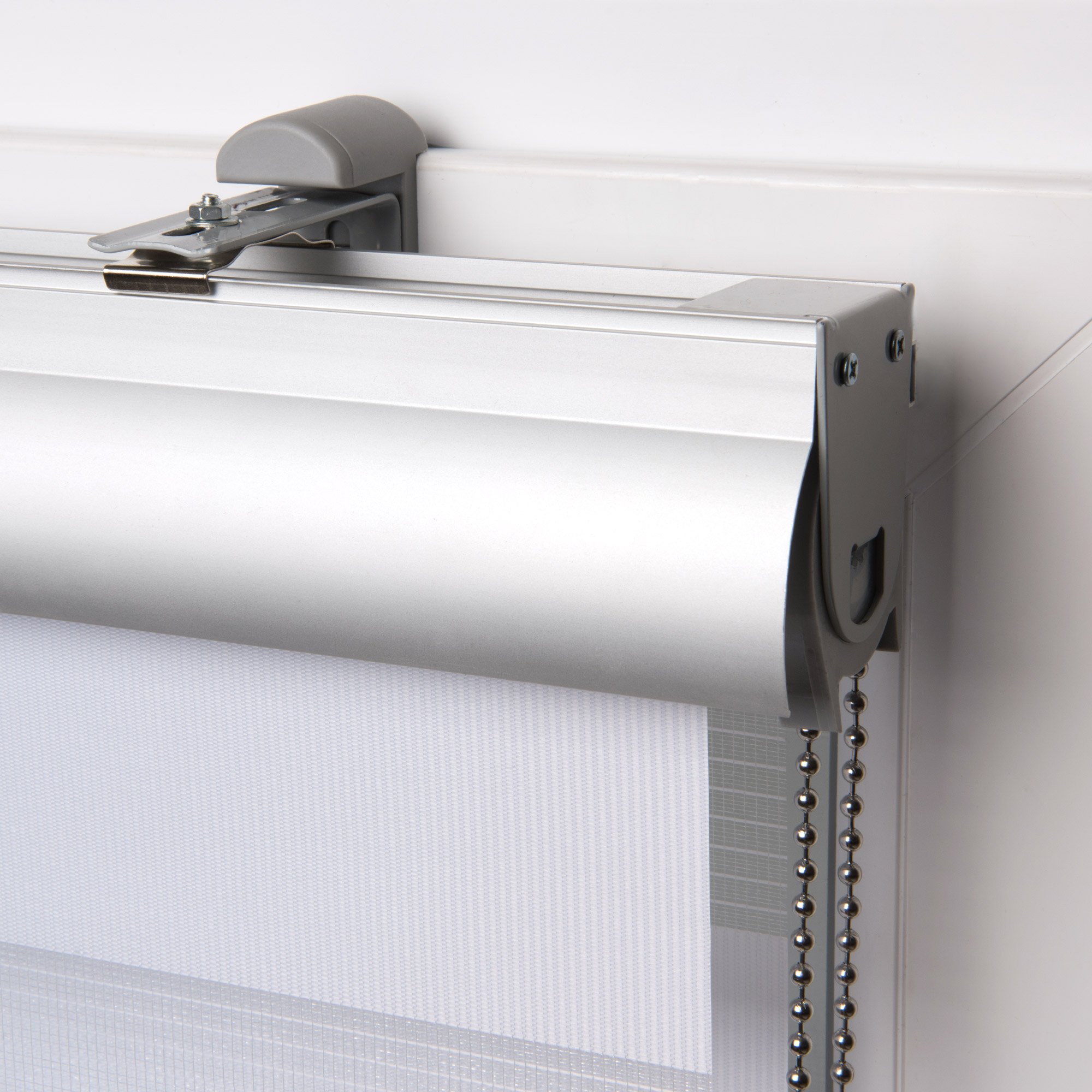 Sol Royal Double Store Enrouleur à Cassette Jour Nuit occultant Clips | 140x220cm blanc avec Klemmfix Percage duo premium fenêtre SolDecor DK9