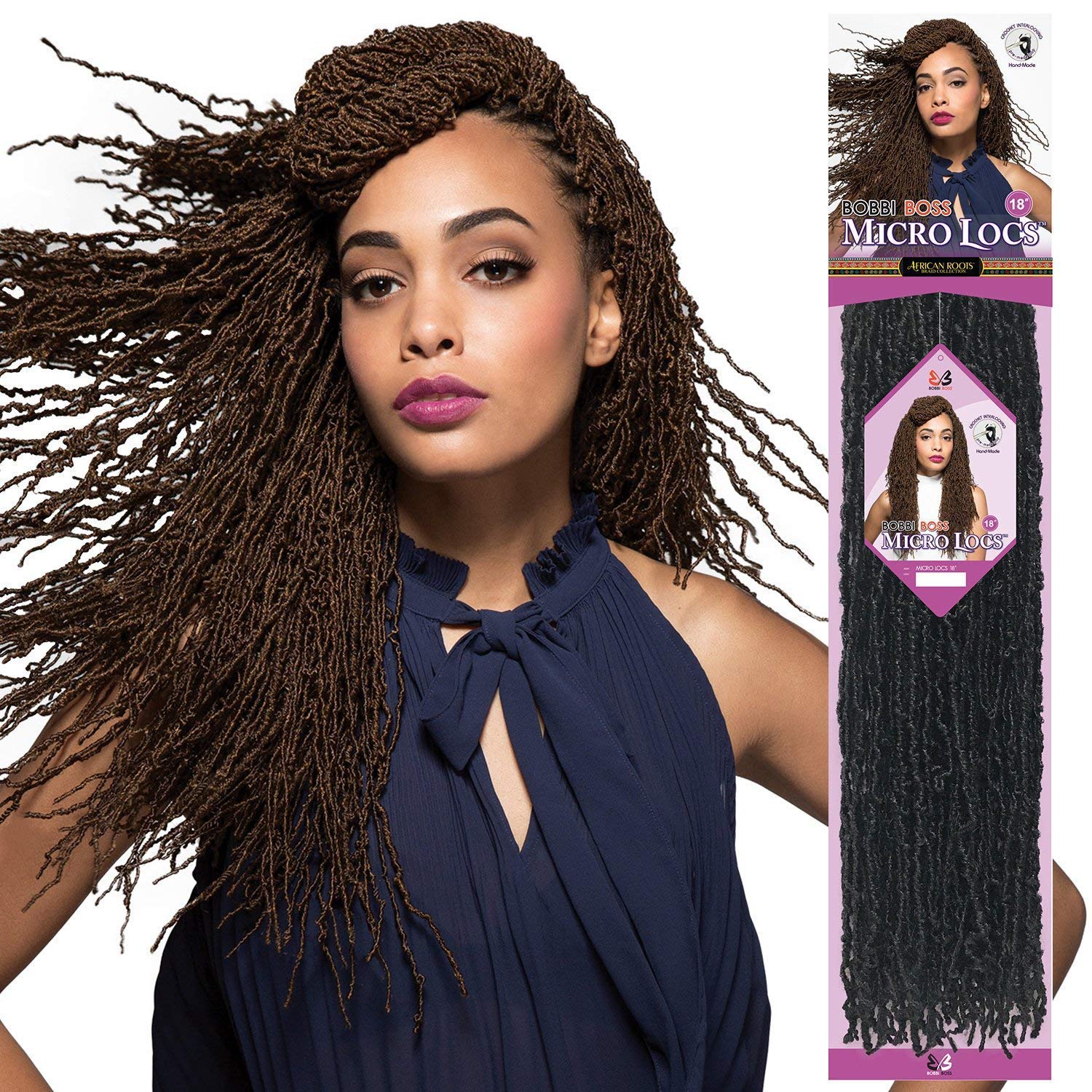 Fulani Braids Trending Styles on Black Girls in 2025 Bobbi Boss Synthetic Microlocs Hair Crochet Braids 18 inch 1B color Extension