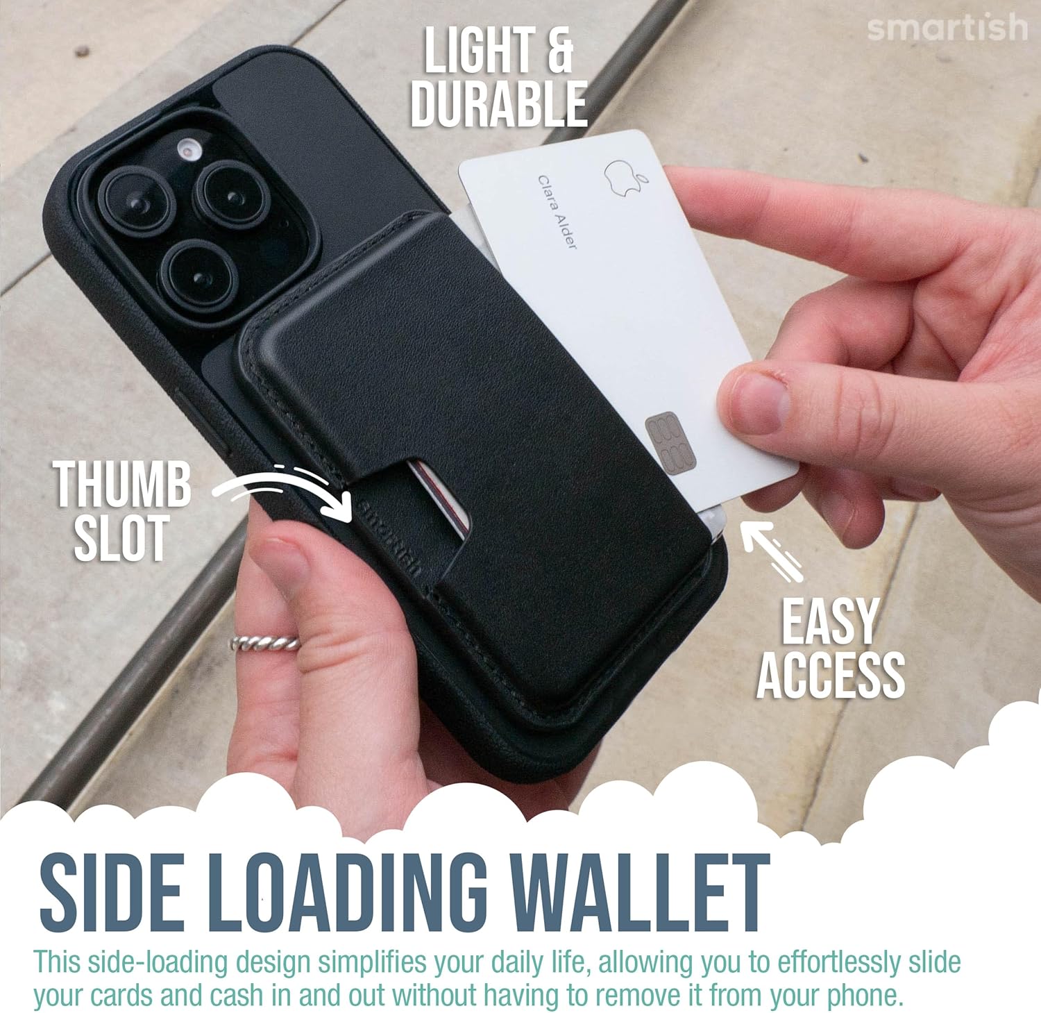 Smartish iPhone 16 Magnetic Case with MagSafe Wallet - Gripmunk - Magsafe Compatible Thin Grip Cover + Detachable Magnetic Credit Card Holder - Black Tie Affair