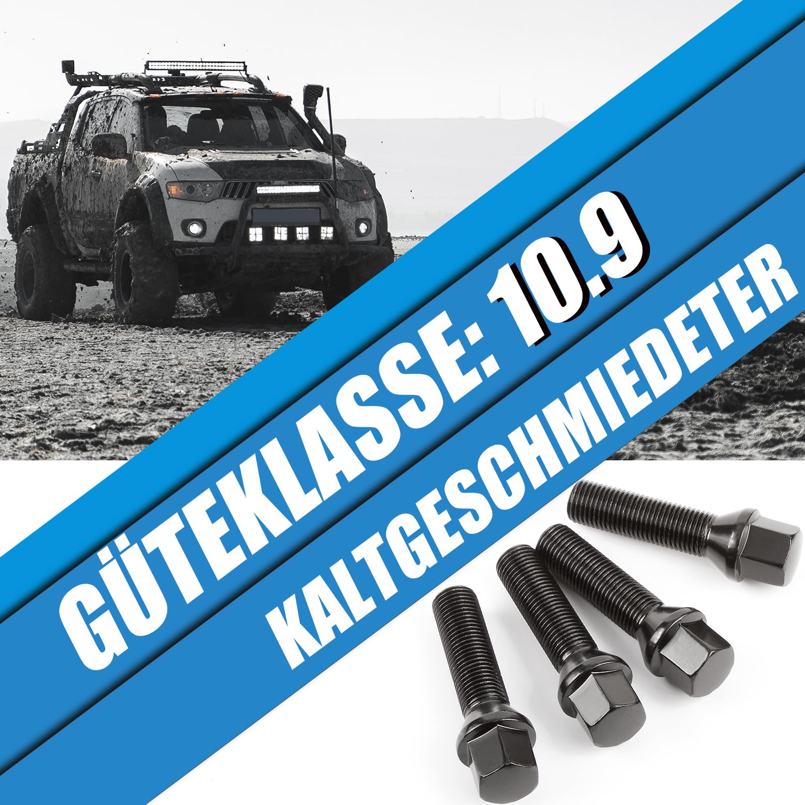 Komplet 20 śrub koła M12x1,5 x45mm do felg – łeb stożkowy 60° klucz 17mm – BMW