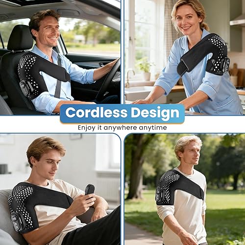 Miniatura 5 de YUANBO Almohadilla térmica de hombro, masajeador de hombro para aliviar el dolor de tejido profundo, envoltura de hombro calentada y soporte con