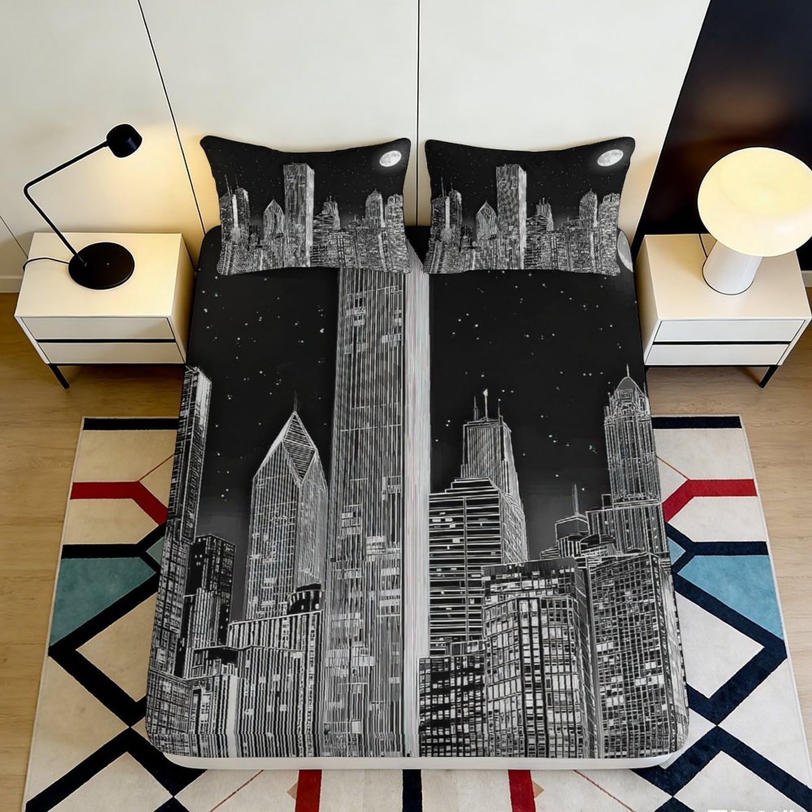 3D Printed Safari Scene Fitted Sheet Microfiber Deep Pocket Non-Slip Bedroom Bedding African Mattress Fitted Cover 160x200x25cm