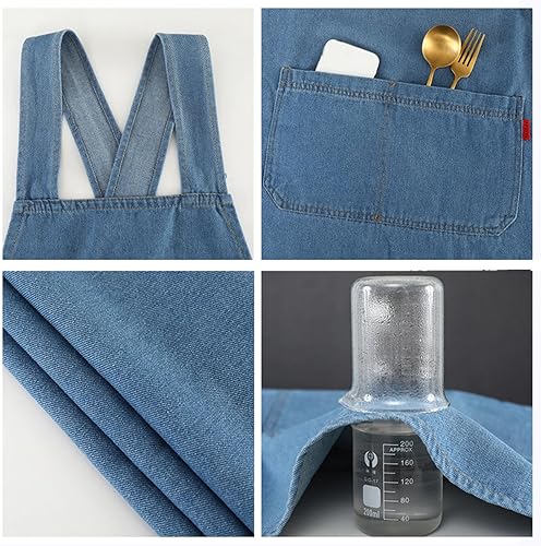 Miniatura 3 de Delantal Jour para adultos, delantal de algodón ligero con bolsillo frontal, delantales traseros cruzados para mujeres y hombres, delantal de cocina