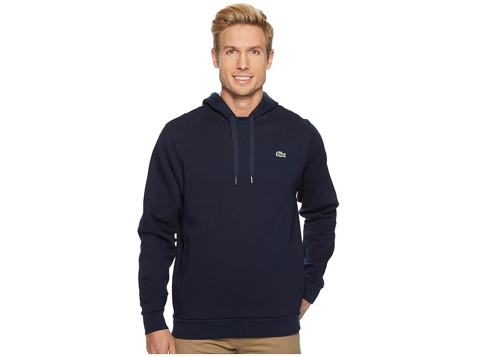 

Lacoste Sport Pullover Hoodie Fleece (Navy Blue/Silver Chine) Men's Sweatshirt, Black