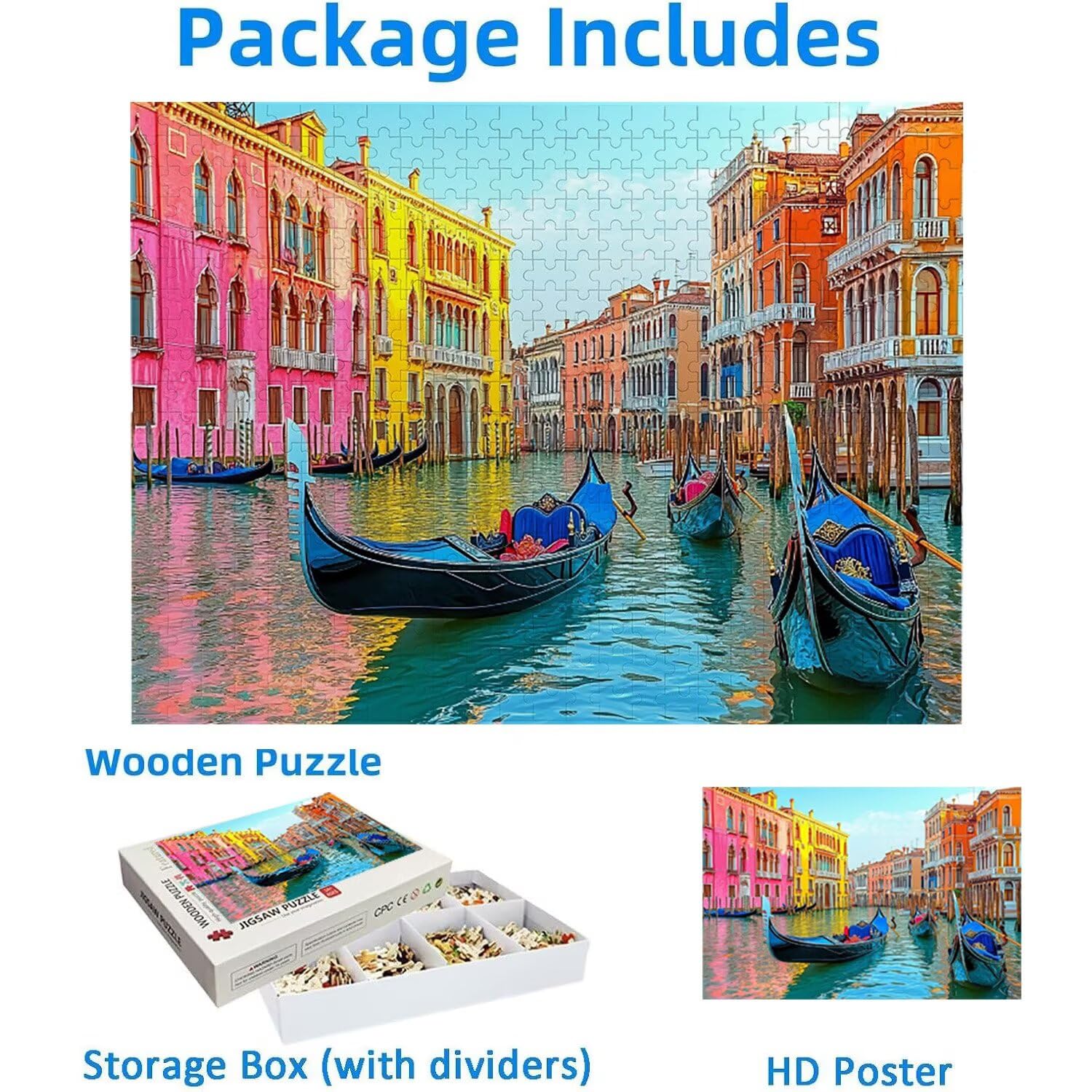 1500 Pezzi di Puzzle, Città dell'acqua di Venezia1500 Pezzi di Puzzle per Adulti, Regalo di Anniversario e Natale, Decorazione Della Casa, Prevenzione Della Degenerazione Cerebrale Negli Anziani v825