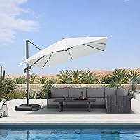 Vista 101 de PURPLE LEAF Sombrilla de Patio de 8 Pies para Exteriores Sombrilla Cantilever Cuadrada de Aluminio Sombrilla Offset con Rotación de 360 Grados