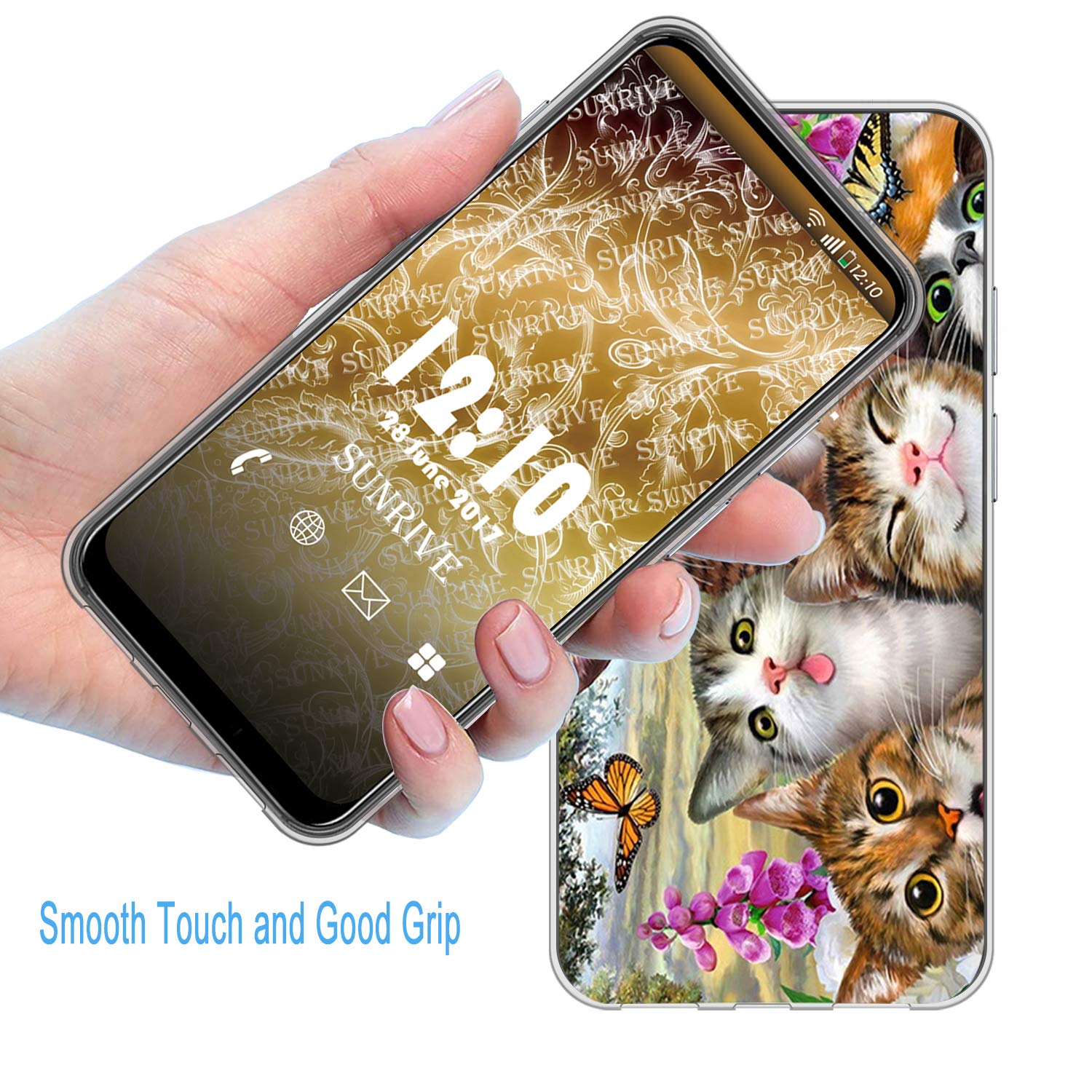 Sunrive Cover compatibile con LG Q7, Custodia Case in molle Trasparente silicone Morbida Flessibile Antigraffio protettiva back custodie(Q Albero 3