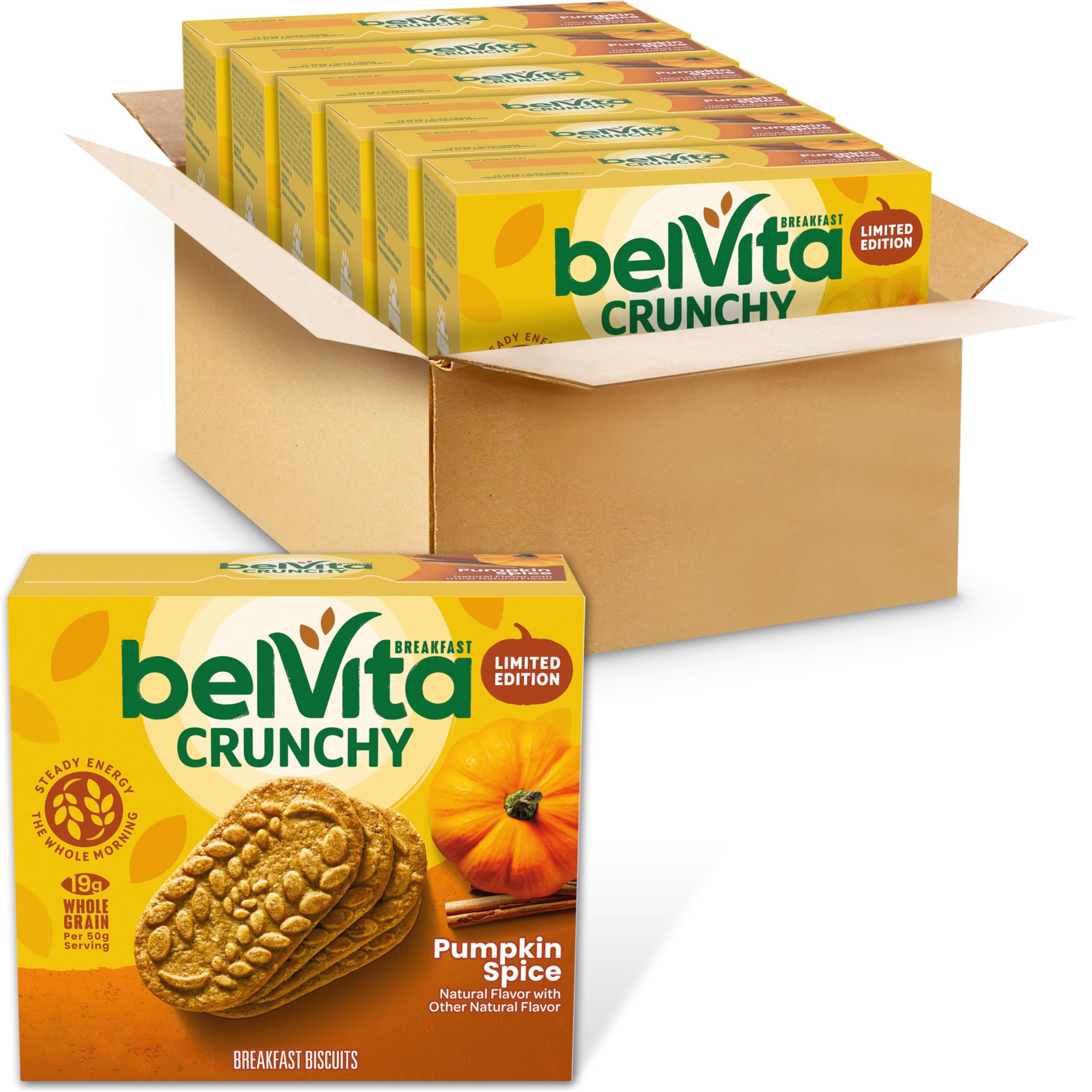 Breakfast Bars Biscuits, Pumpkin Spice, 30 Total Packs, 6 Boxes (4 Biscuits Per Pack)