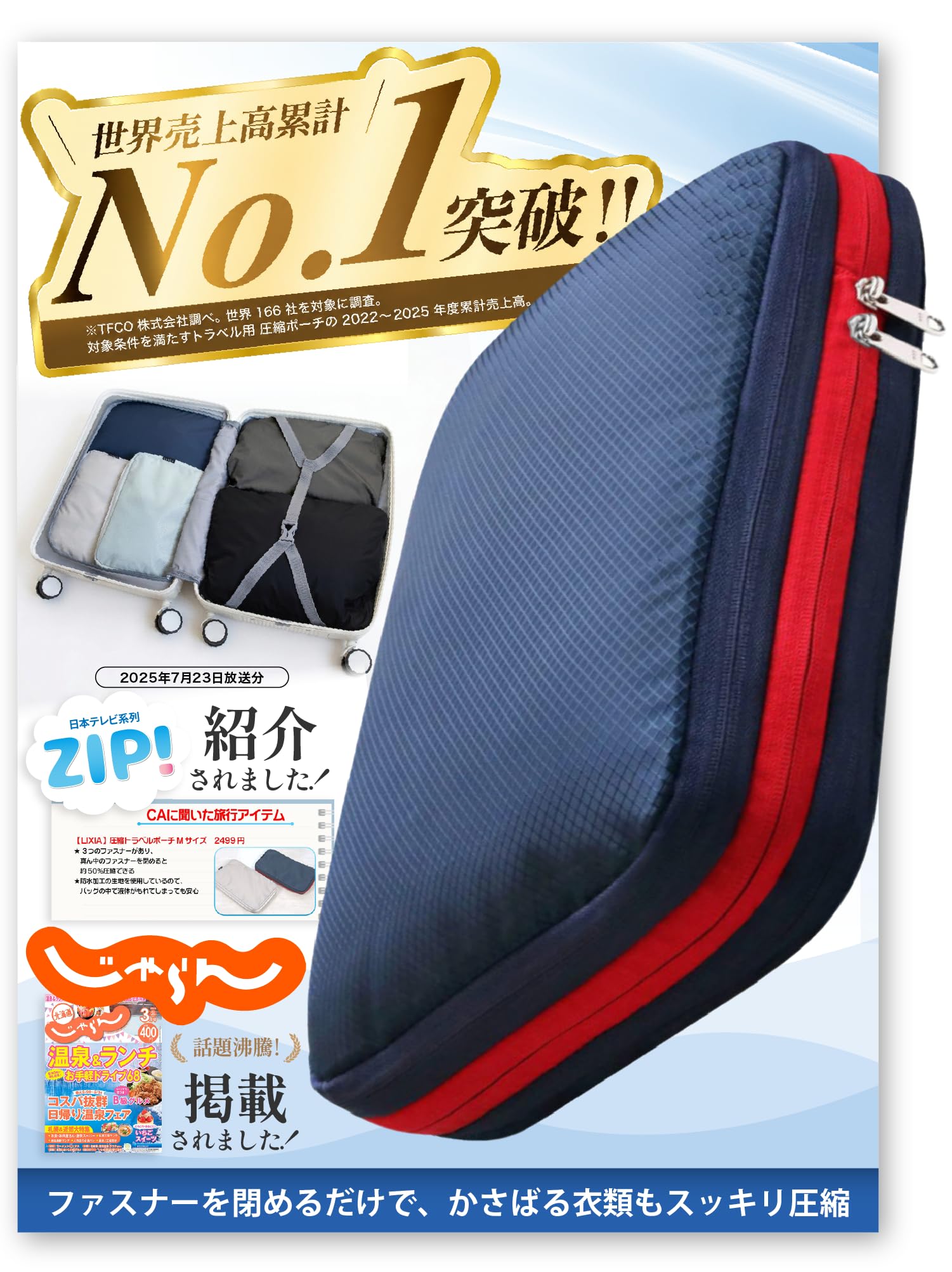 Amazon.co.jp: 【売上世界No1×ZIPで放送】LIXIA 旅行用圧縮袋 YKK 圧縮