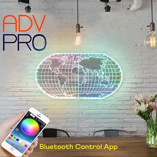 Miniatura 2 de ADVPRO Globe World Map Atlas RGB Dynamic Glam LED Sign - Forma de corte a borde - Decoración de pared inteligente 3D - Iluminación dinámica