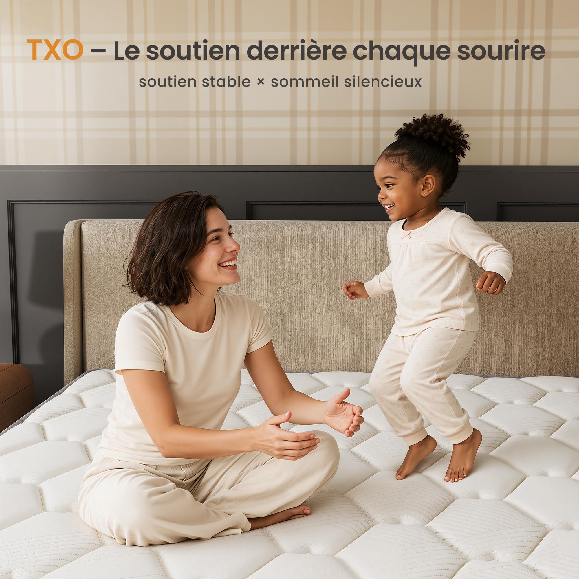 TXO Matelas 90x200 cm, Hybride Confort Ferme H3, Surface Antistatique