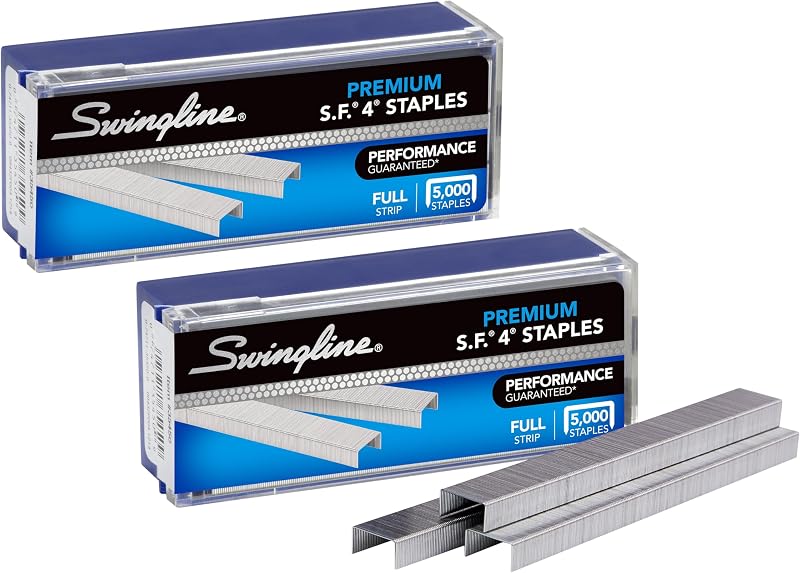 Grapas Swingline, paquete de 2, S.F. 4, Premium para grapadoras de escritorio, 1/4" de largo, 210/tira, 5000/caja (35450)