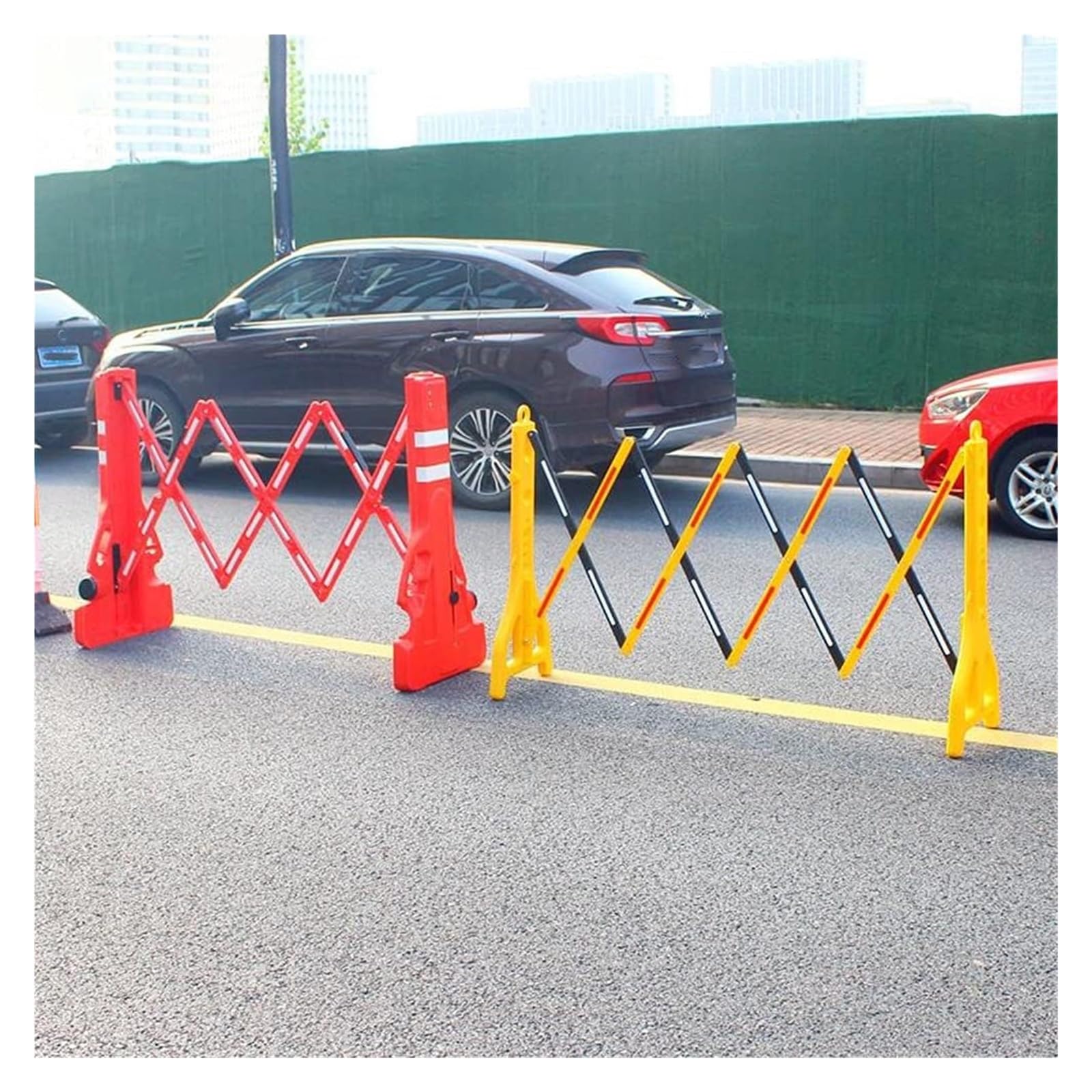 Recinzione Retrattile per Il Traffico, Barricata in plastica, Blocco Stradale, Barriere stradali Portatili con Strisce Riflettenti, barricata da Cantiere riempita d'Acqua