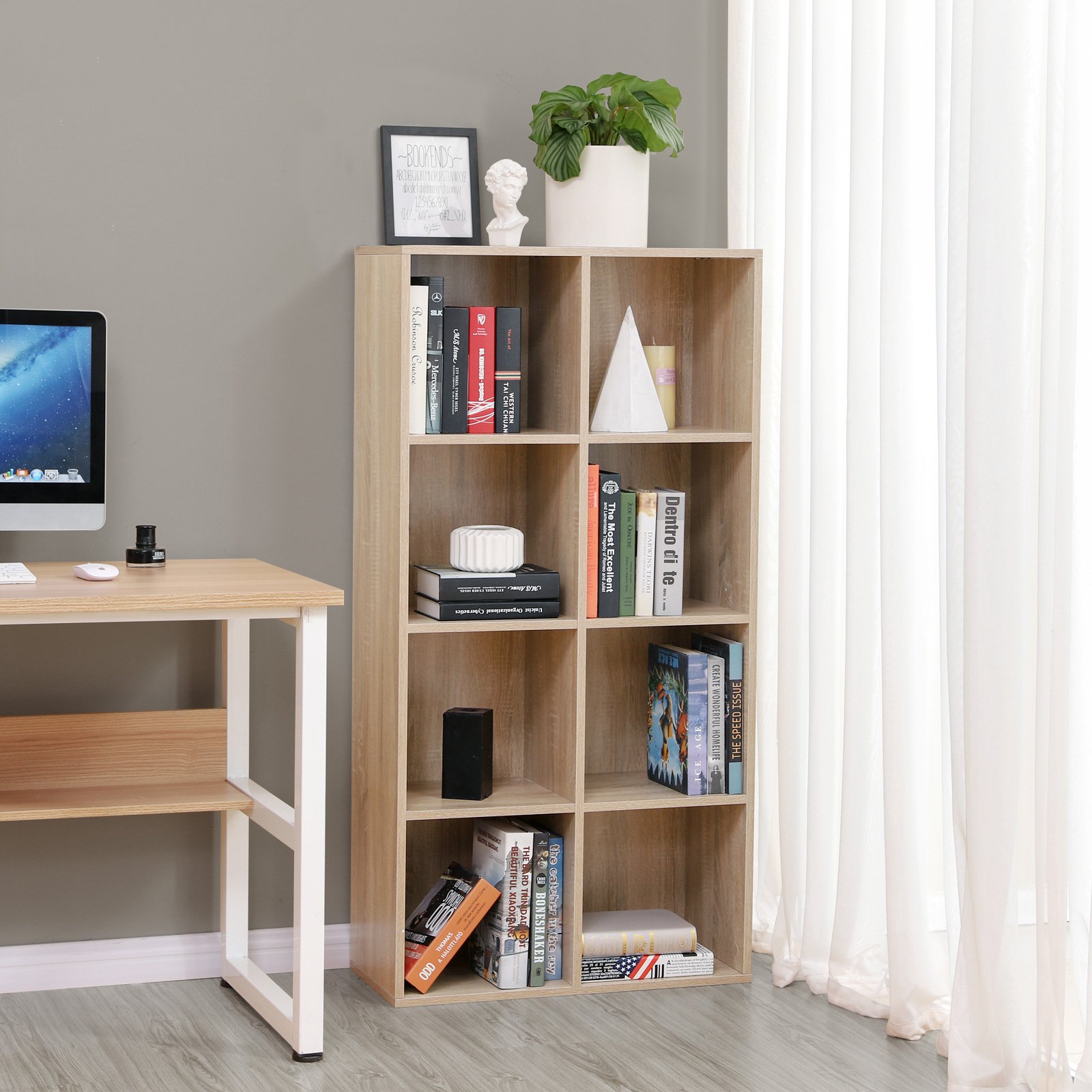 VASAGLE 8Cube Storage Bookshelf, Wooden Bookcase and Display Shelf