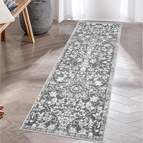 Miniatura 21 de Alfombra de pasillo Pauwer 2x8 larga, alfombras lavables de cocina, alfombra vintage de medallón de granja, alfombra suave para arrojar para