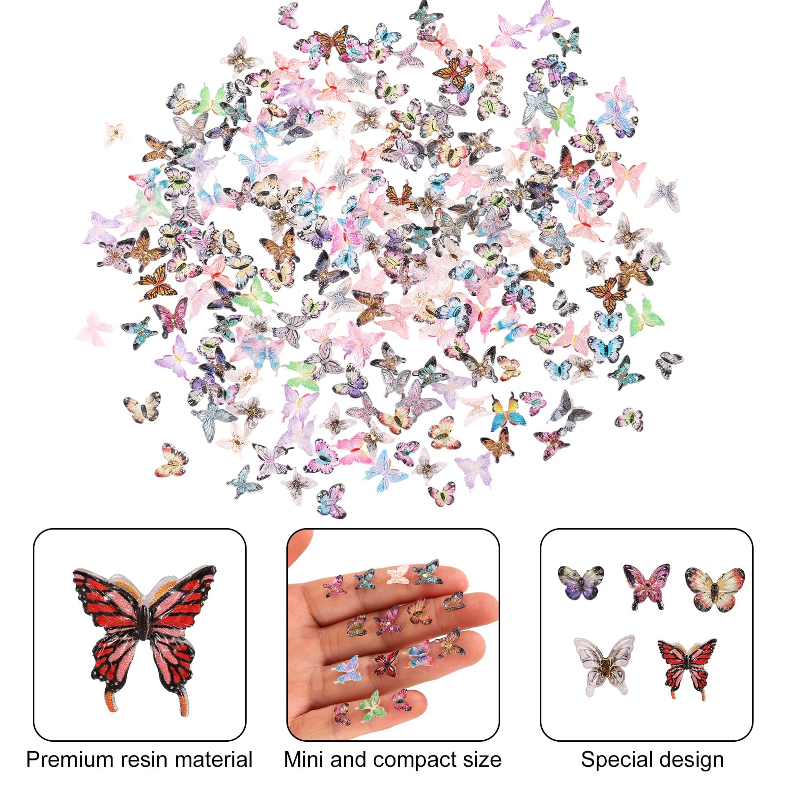 Lyreh 210pcs Mini Papillons en Résine Figurines pour Décoration de Jardins Miniatures