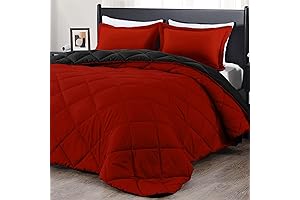 Sobrecama Queen Set Completo - Comforter Downluxe Vermelho e Preto