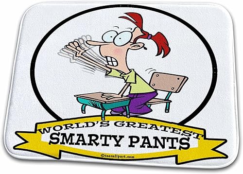 3dRose Funny Worlds Greatest Smarty Pants Cartoon - Dish Drying Mats (ddm-103554-1)