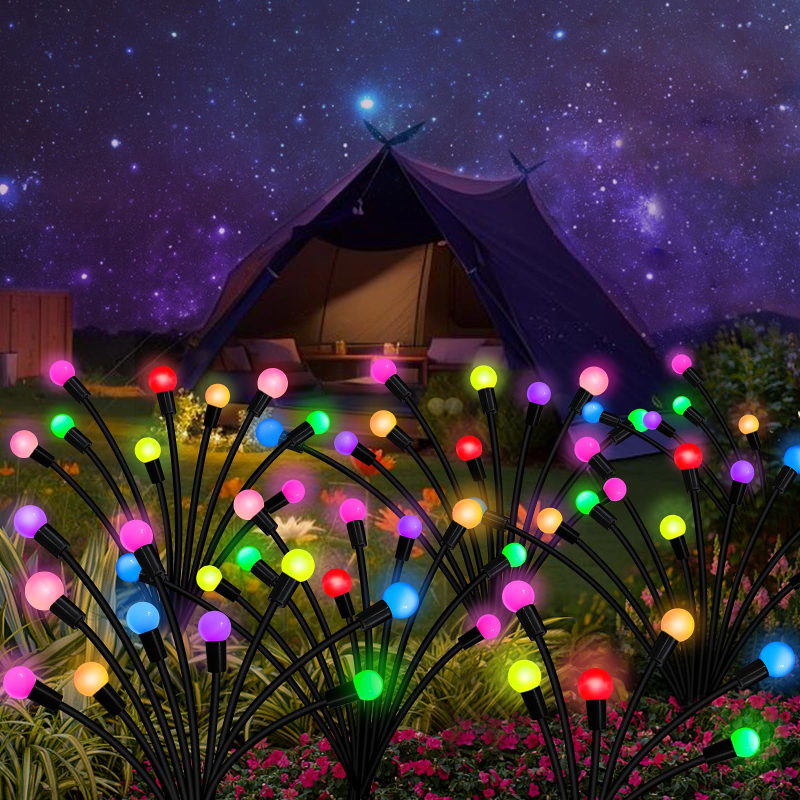 Luci solari da giardino per esterni, confezione da 60 luci solari a LED, impermeabili, ondeggiano dal vento, luce solare oscillante per cortile, patio, cortile, giardino, aiuola, vialetto, decorazione