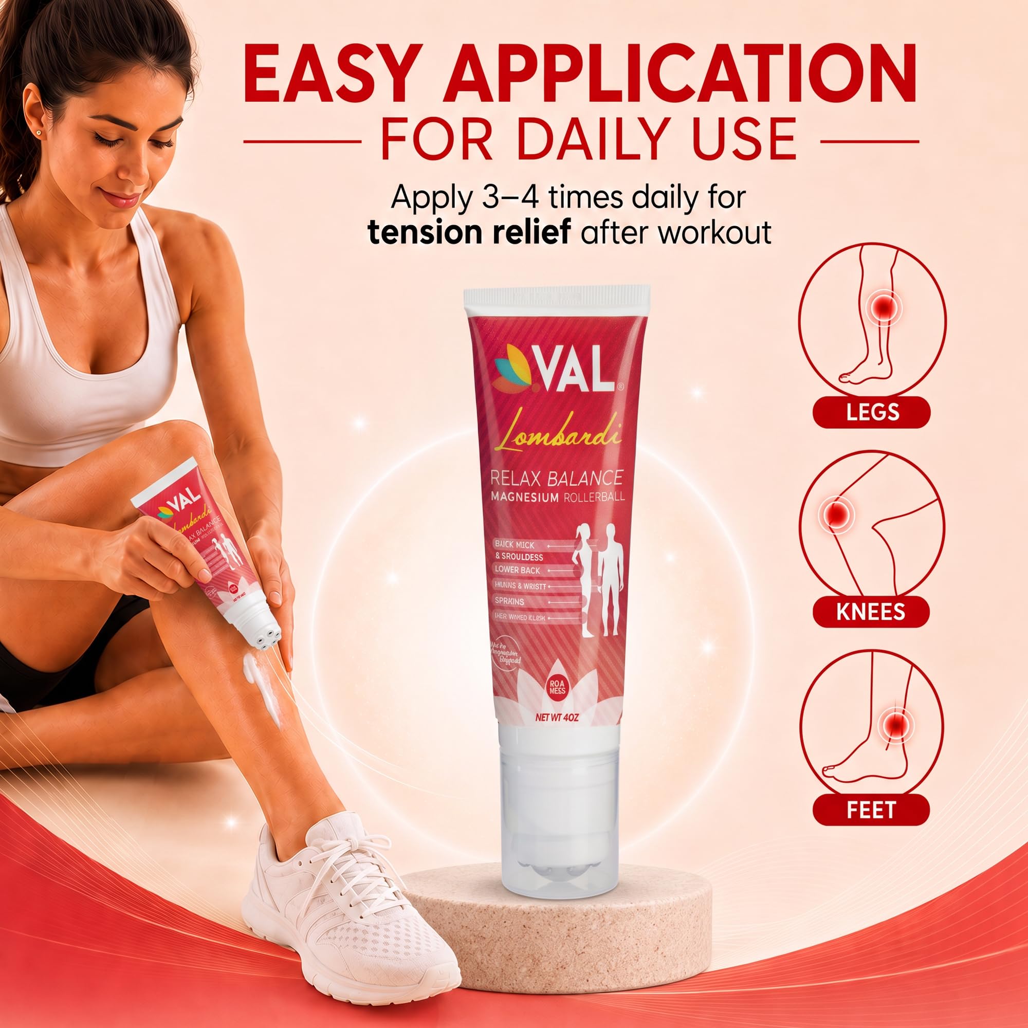 VAL Lombardi Relax Balance Magnesium Rollerball | Zechstein Magnesium + Herbal Extracts | Joint & Muscle Relief for Neck, Back, Legs | No Mess, Non-Greasy | 4oz — Amazon image 6
