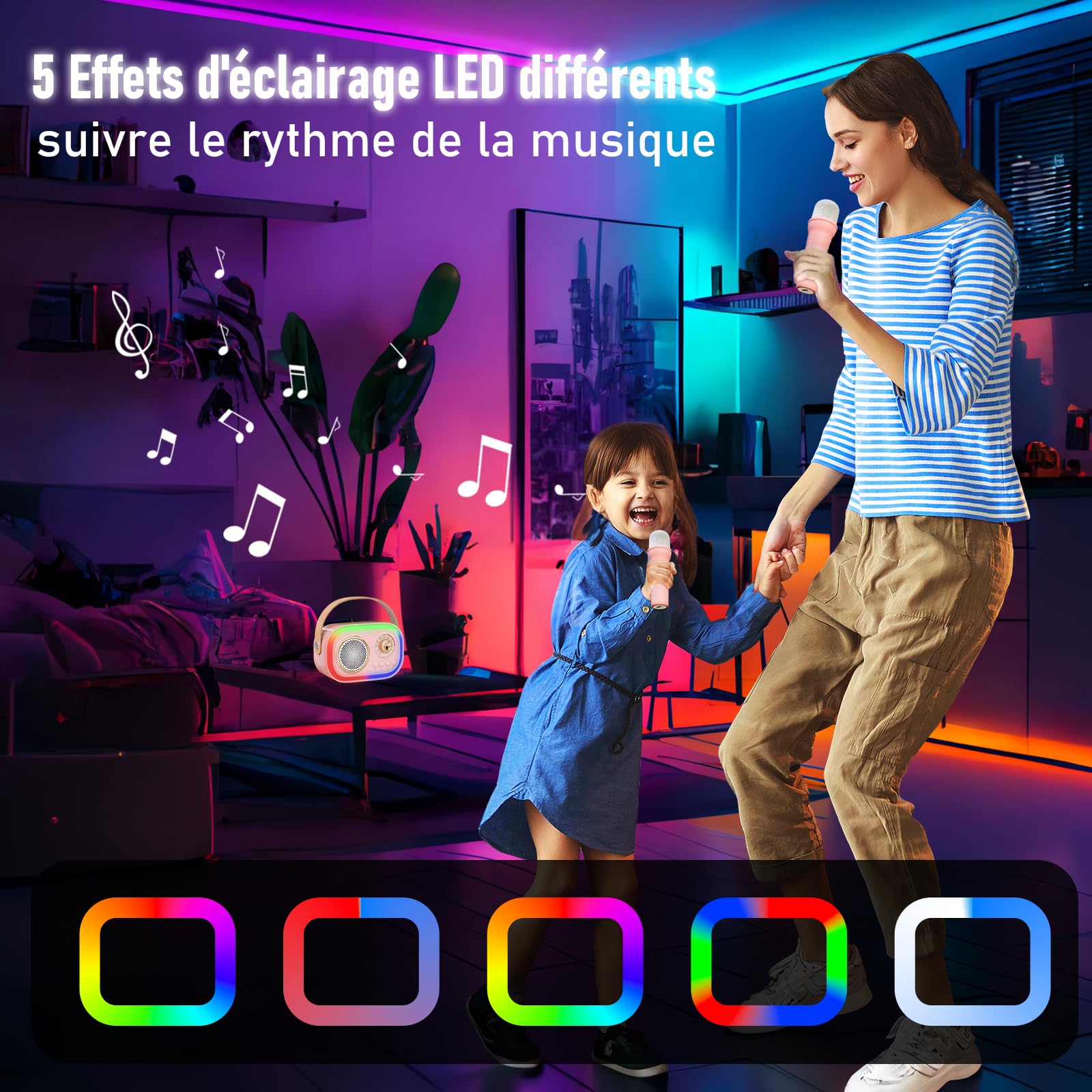 Micro Karaoke Enfant, Cadeau Fille 4-12 Ans Anniversaire Jouet Fille 3-12 Ans Microphones