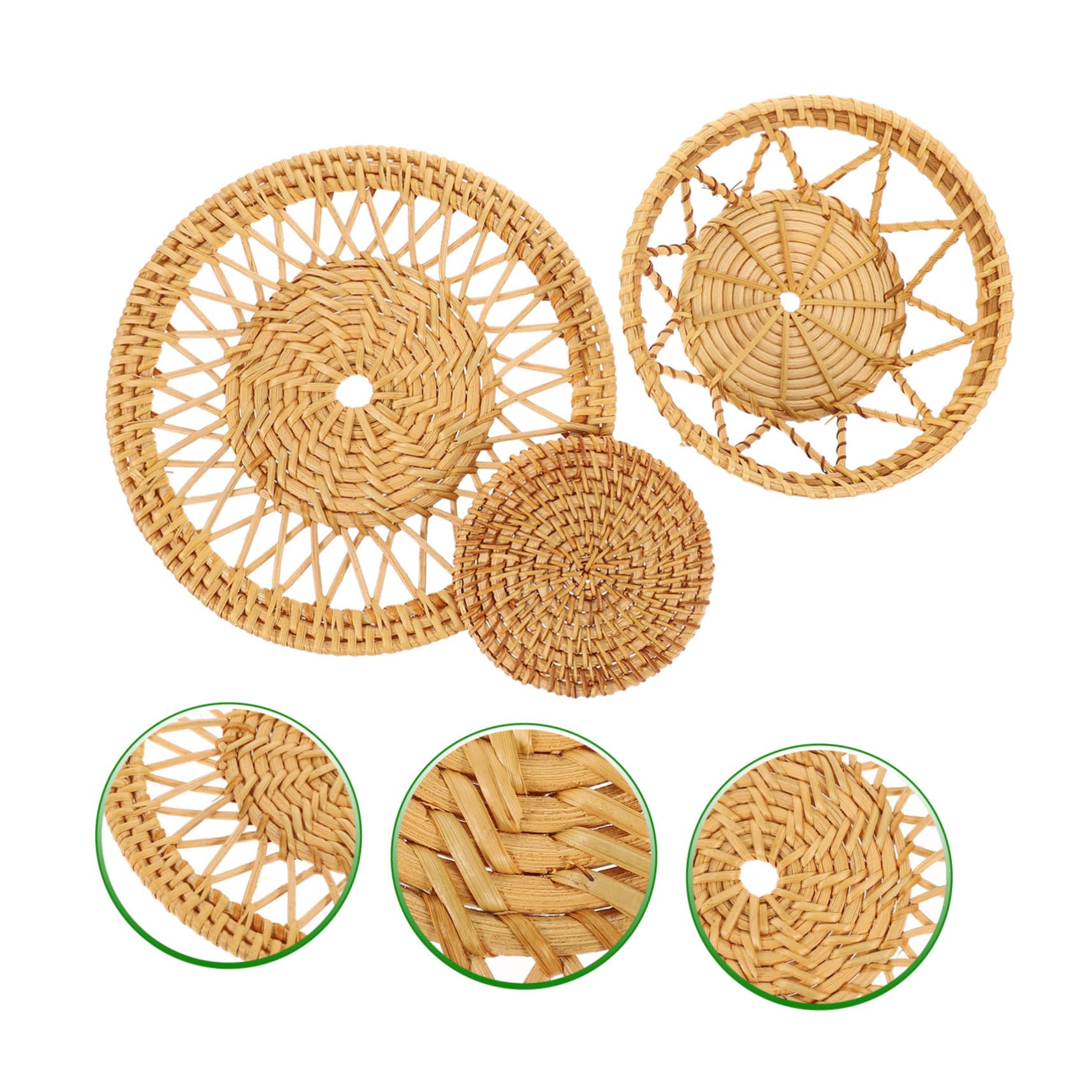 3 Piezas de decoración de cumpleaños for niña, decoración de otoño, Cesta Colgante de Pared, Cesta Plana, Cuenco Tejido, decoración de Pared Colgante,Decoraciones de ratán