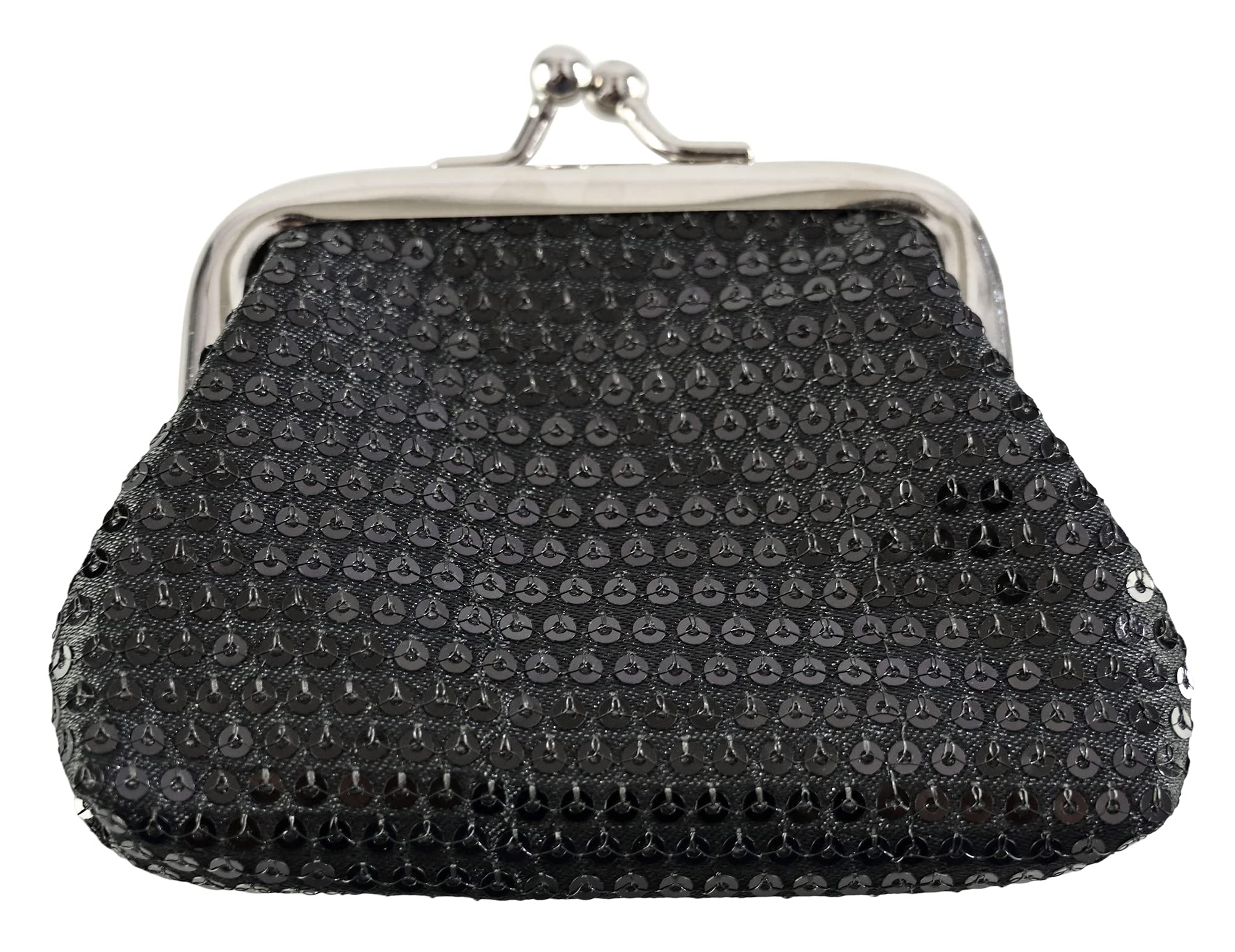 HOME-X Black Sequin Coin Purse, Small Change Wallet for Women 4